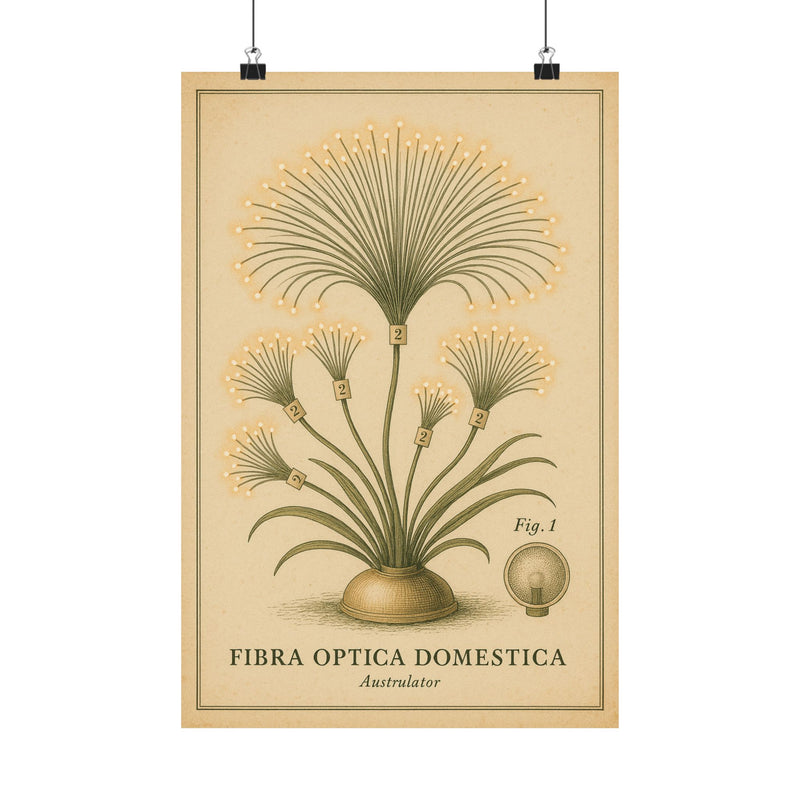 Fiber-Optic Lamp Botanical Art Print Poster, Retro Tech Specimen Plate