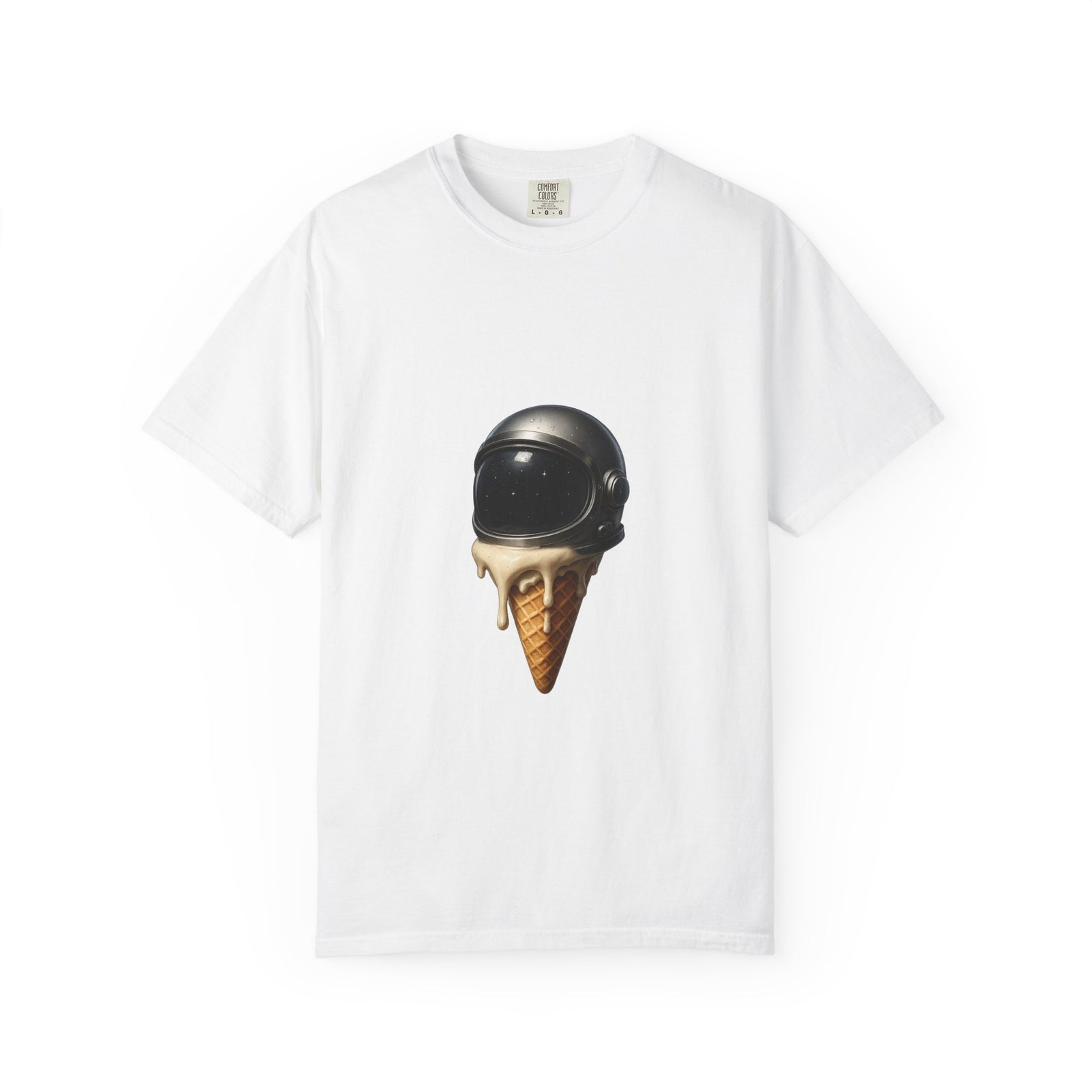 Astronaut Ice Cream Cone Graphic Tee, Surreal 3D Space Melt