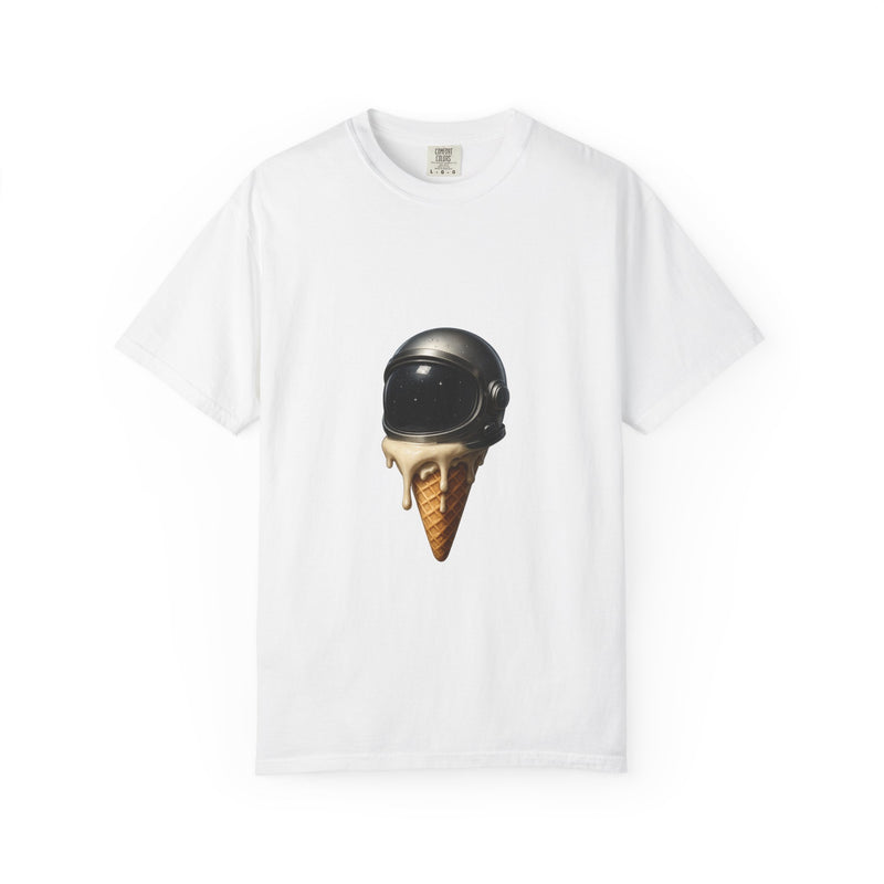 Astronaut Ice Cream Cone Graphic Tee, Surreal 3D Space Melt