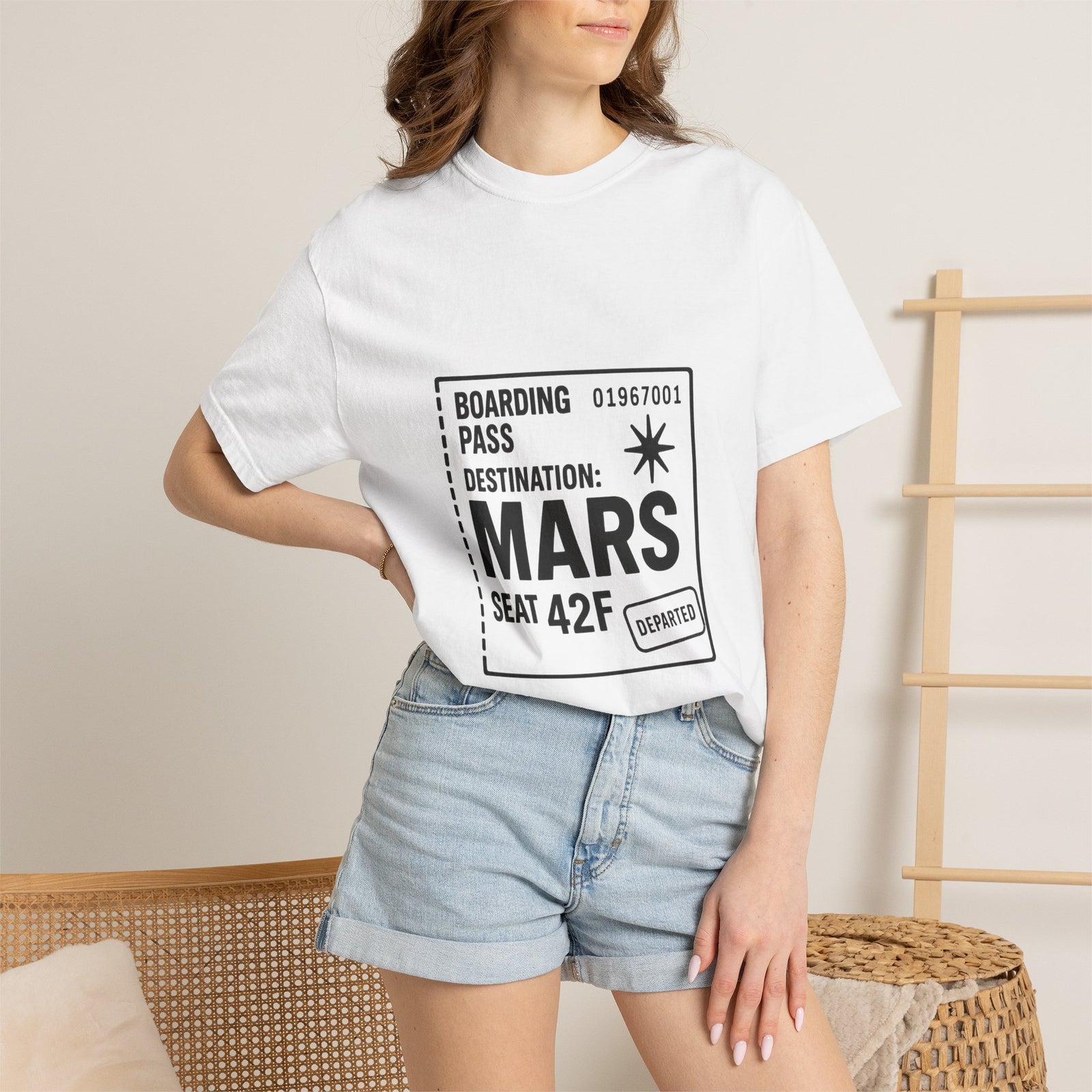 Mars Boarding Pass Graphic Tee, Retro Space Travel Ticket