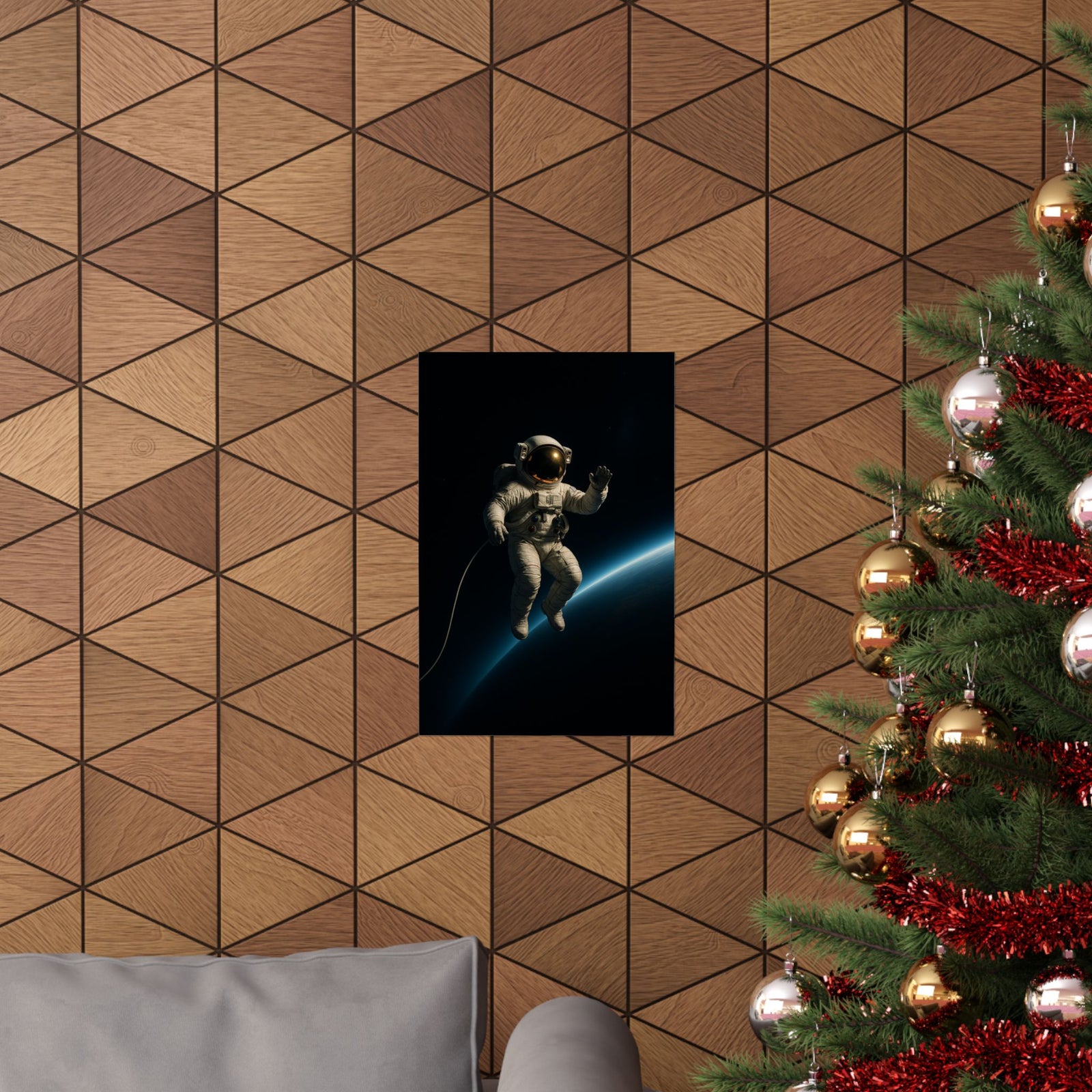 Astronaut Spacewalk Over Earth Art Print Poster, Cinematic Solo Drift
