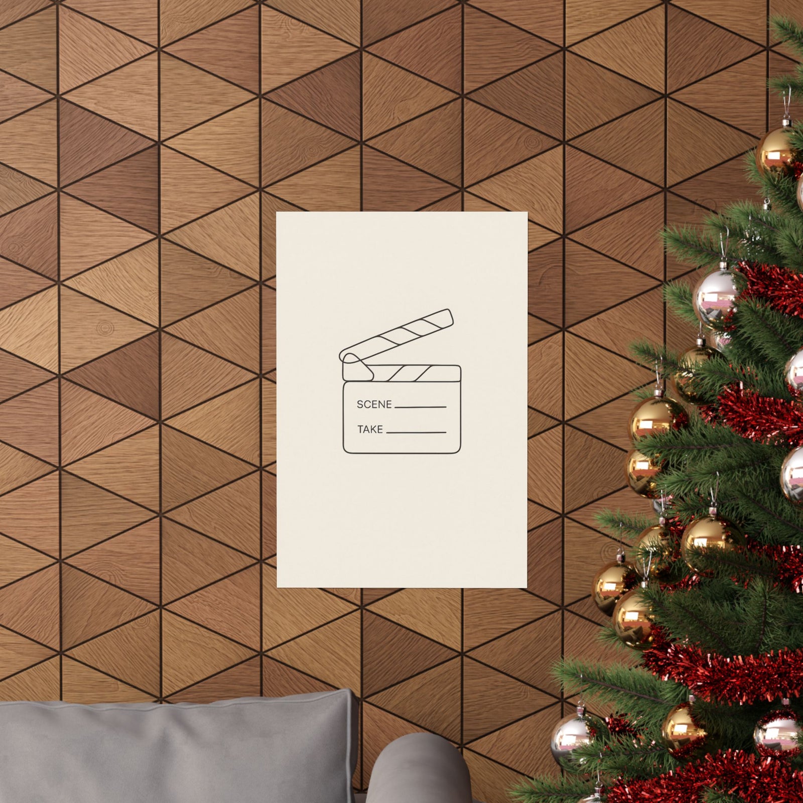 Clapperboard Line Art Print Poster, Minimalist Cinema Studio Wall Art
