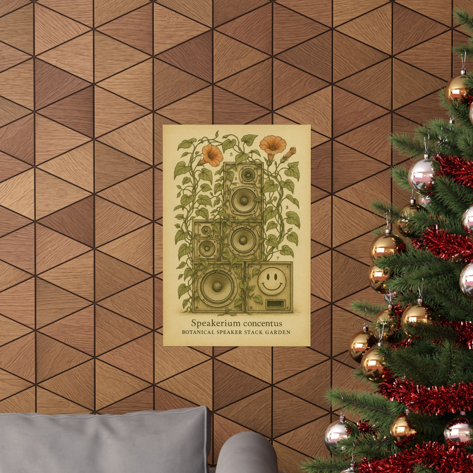 Speaker Stack Garden Art Print Poster, Overgrown Soundsystem Study