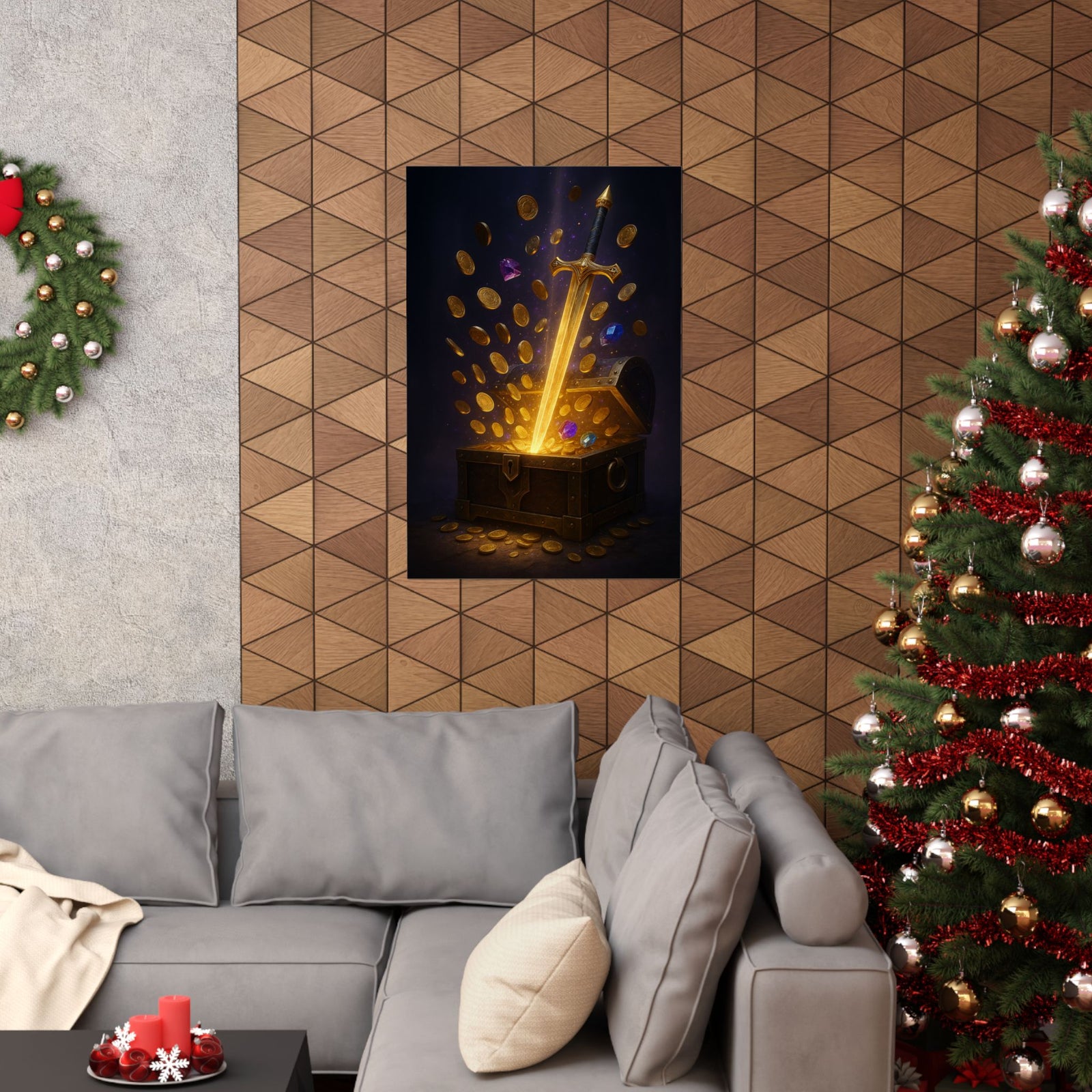 Legendary Loot Drop Art Print Poster, Epic Chest Reveal