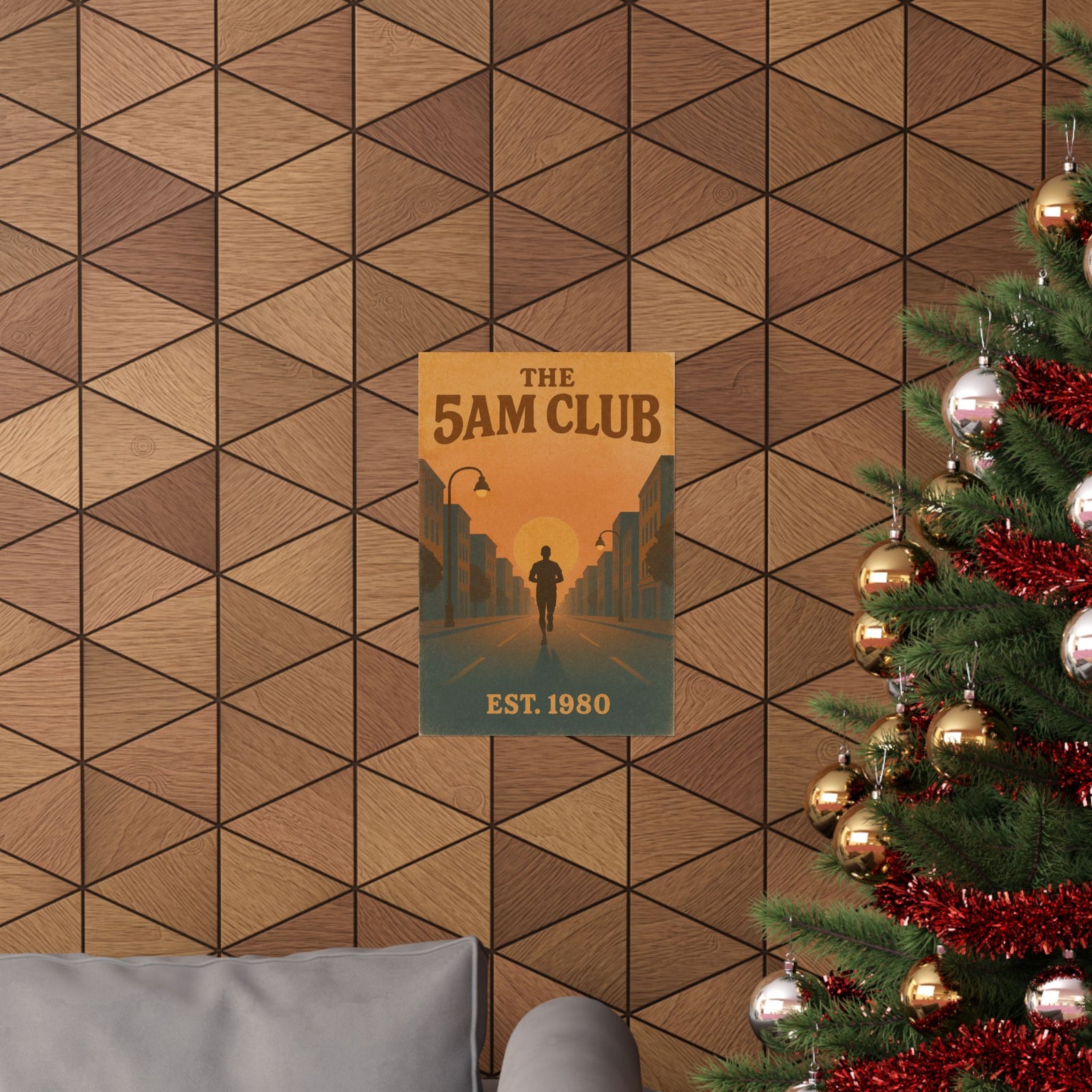 5AM Club Sunrise Run Art Print Poster, Retro Motivation Style