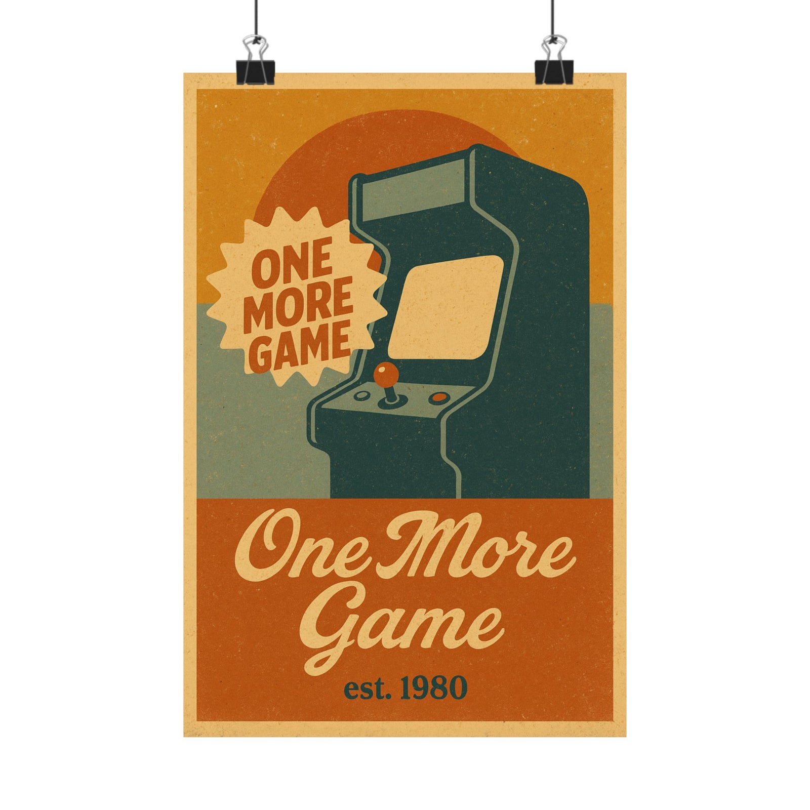 One More Game Retro Art Print Poster, Vintage Arcade Ad Style