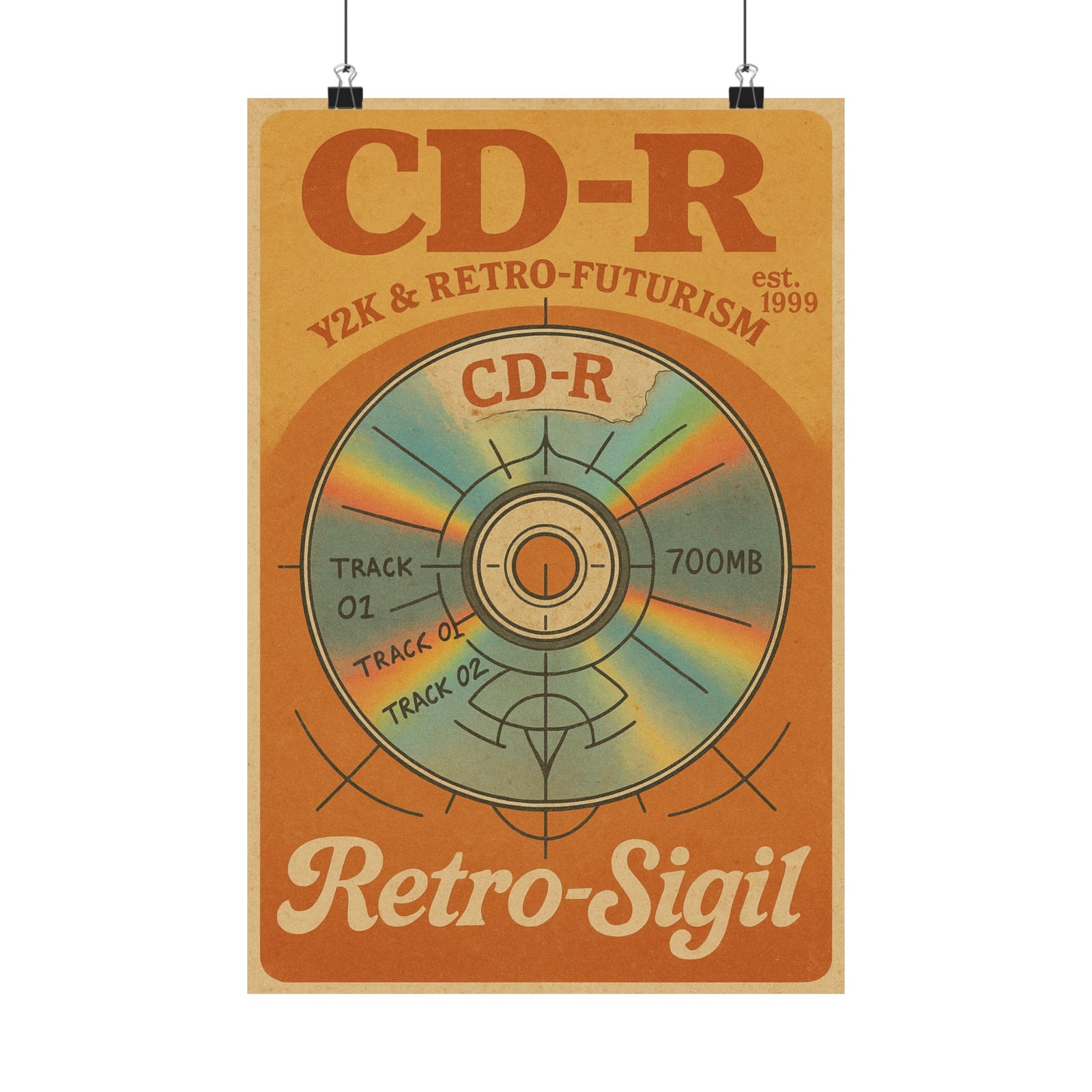 Burned CD-R Sigil Art Print Poster, Rainbow Disc Ritual Chart