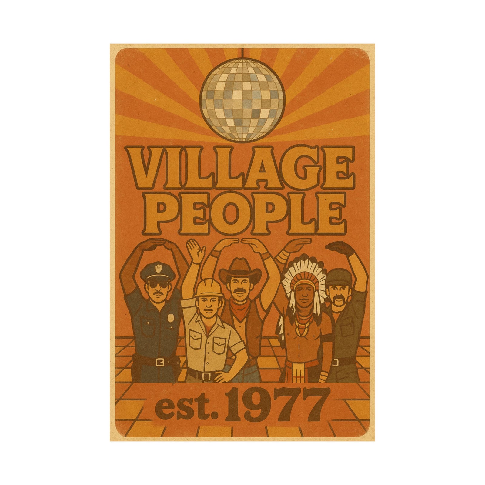 Village People Vintage / Retro Poster - Wall Art Print