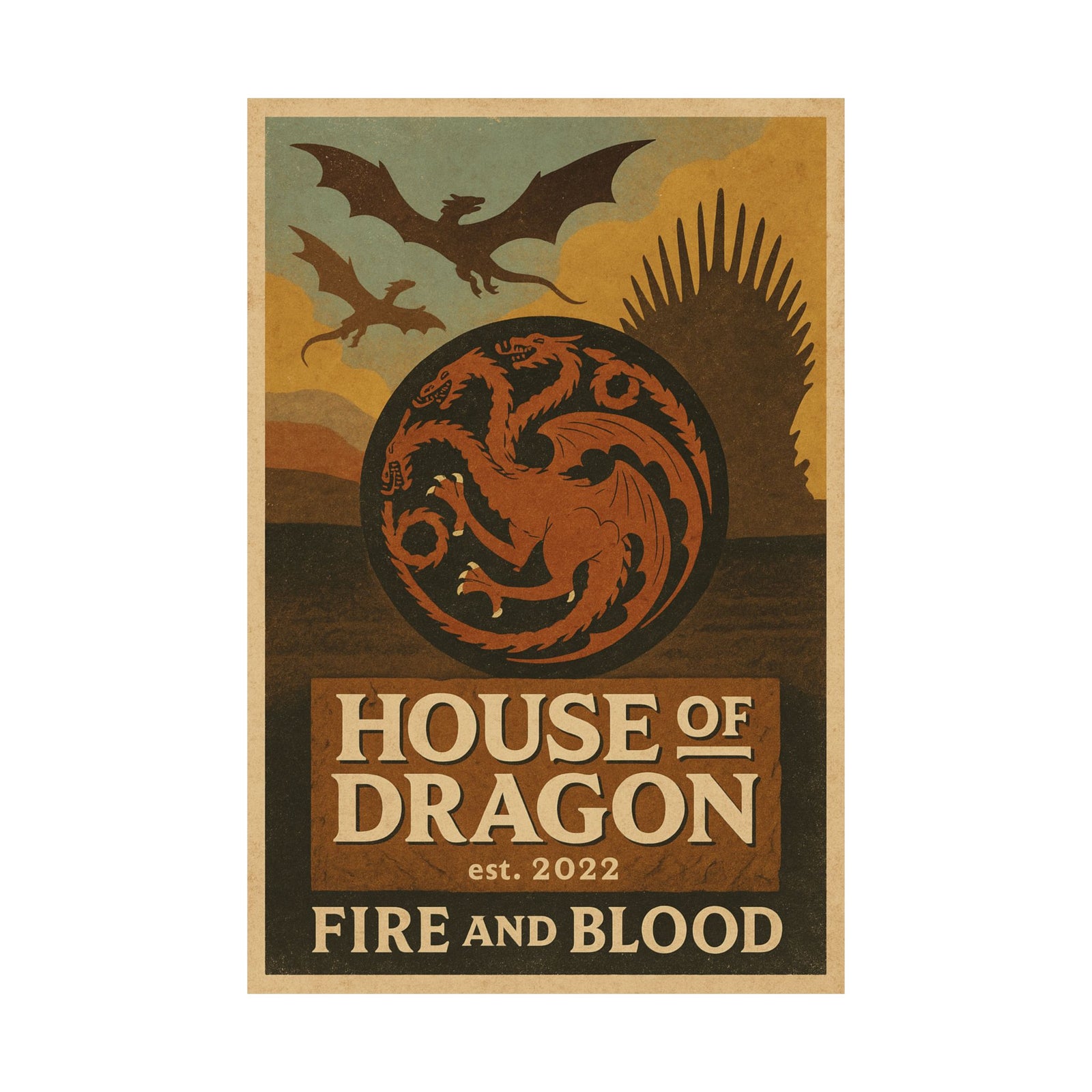 House Of The Dragon Vintage / Retro Poster - Wall Art Print