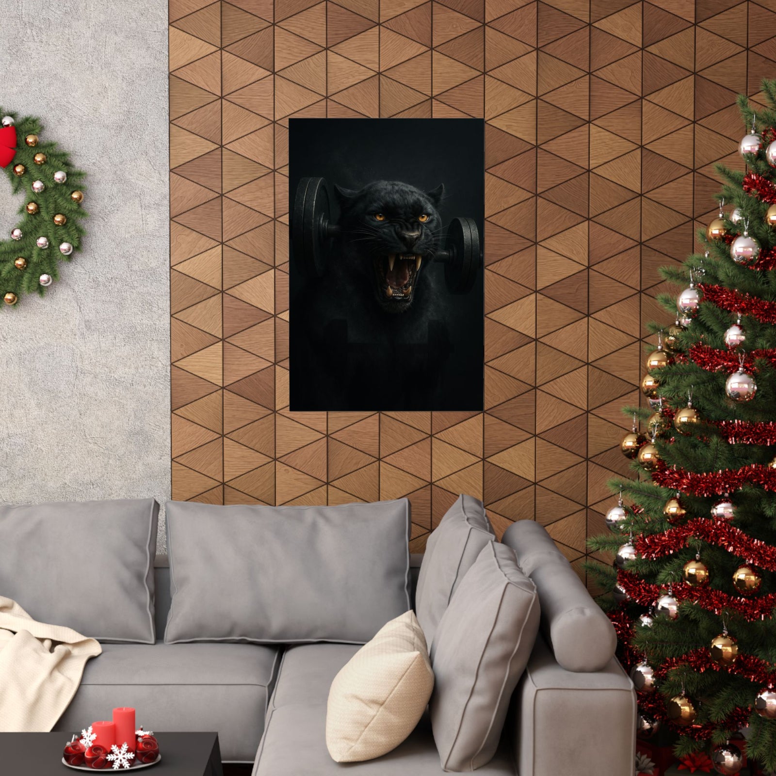 Beast Mode Panther Art Print Poster, Cinematic Gym Wall Art
