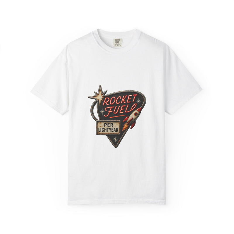 Rocket Fuel Station Graphic Tee, Retro Atomic Age Sign