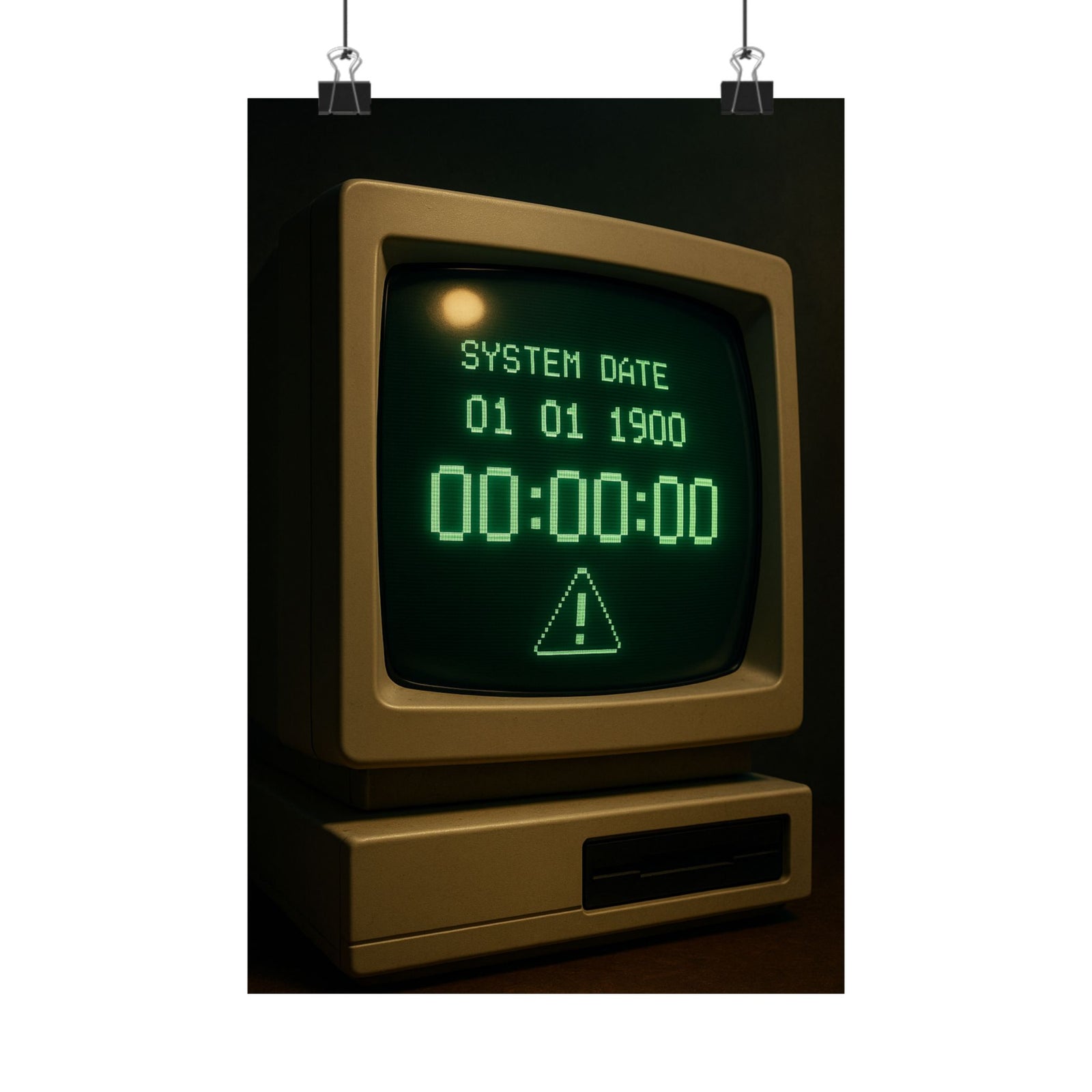 Y2K Bug Terminal Art Print Poster, Millennium Countdown Screen