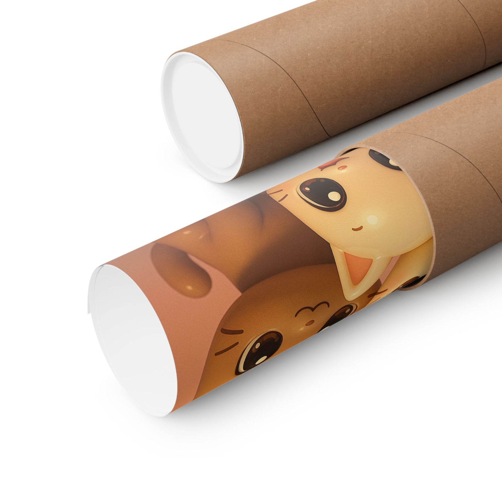 Kawaii Chibi Cats Art Print Poster, Cute 3D Anime Mascots