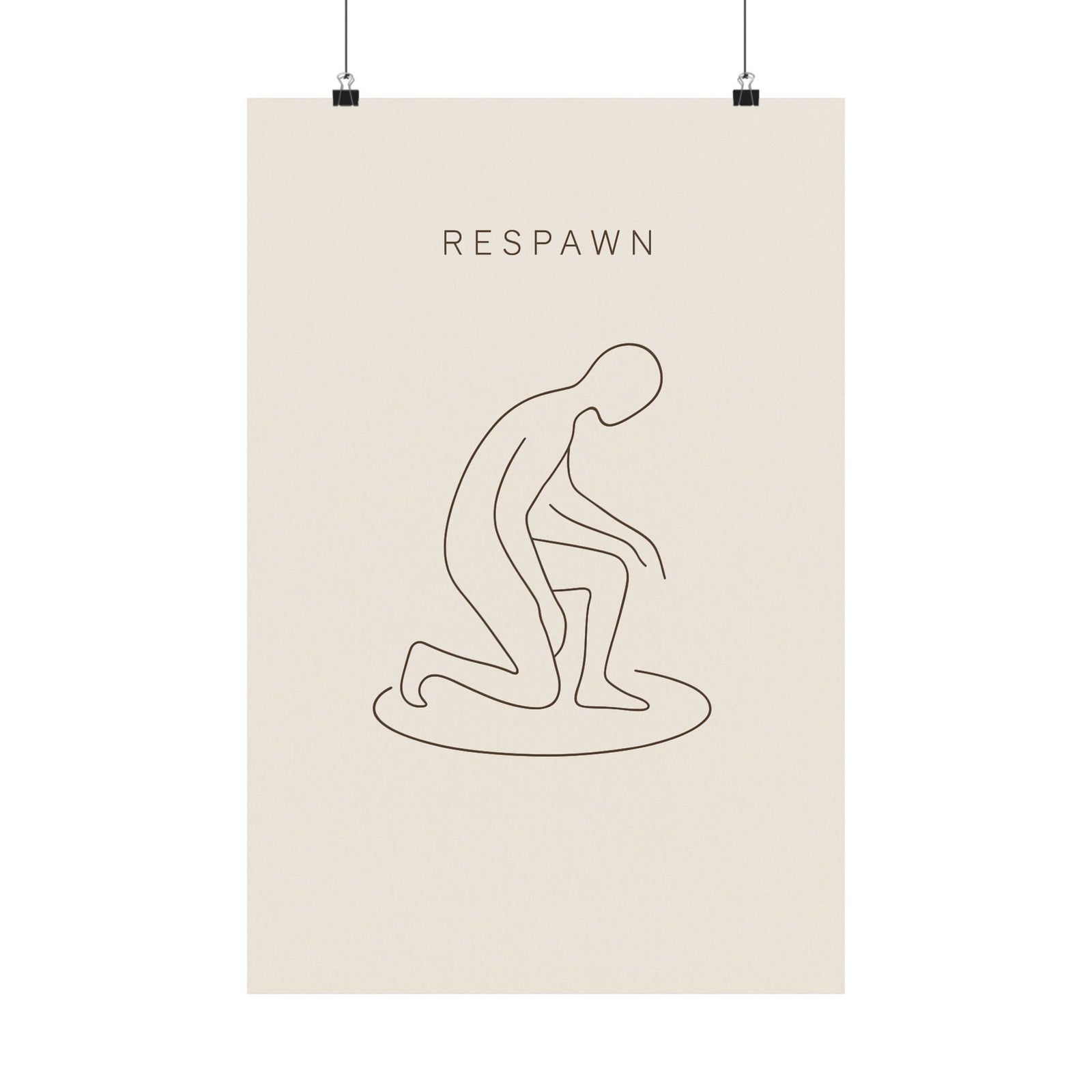 Respawn Line Art Print Poster, Minimalist Gamer Wall Art