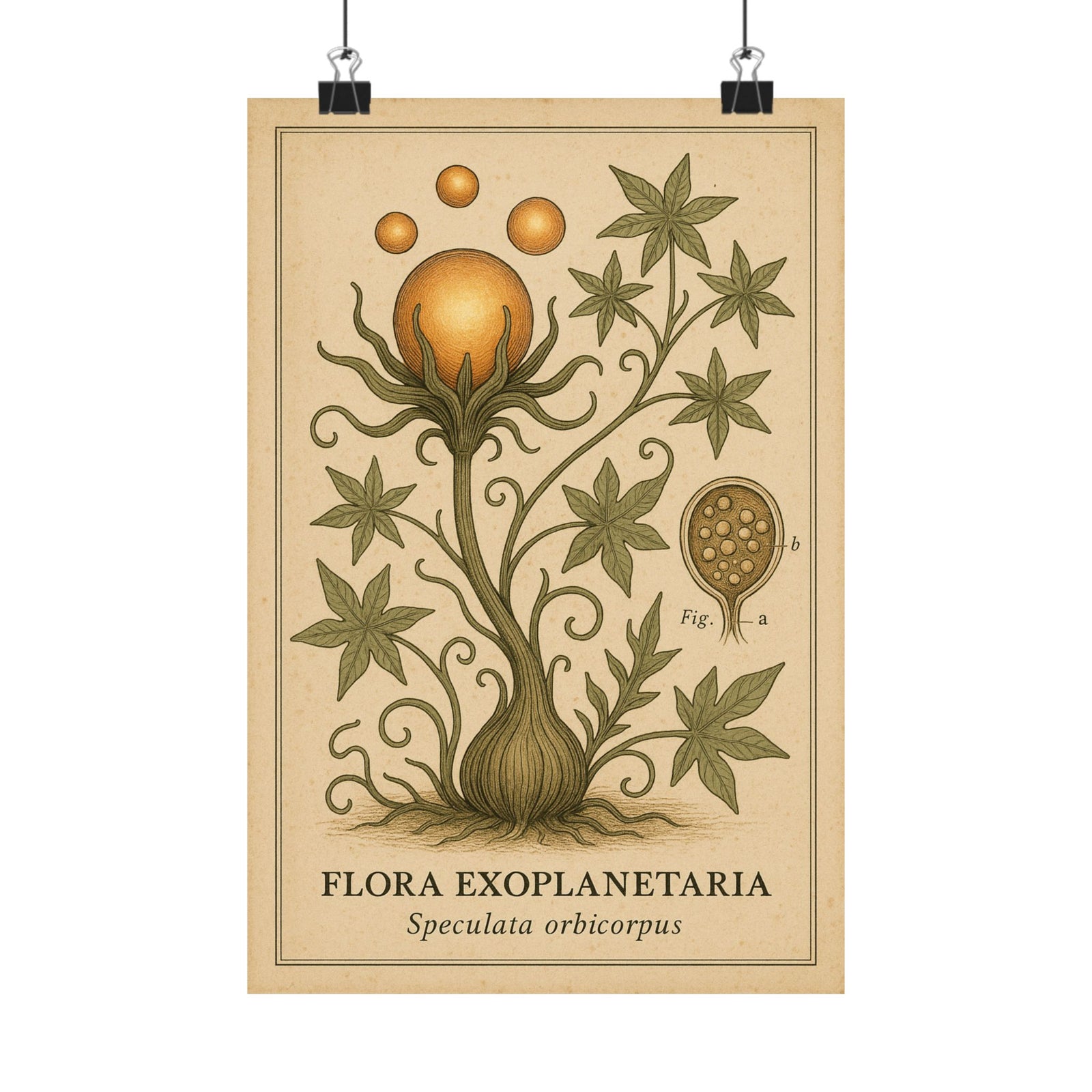 Alien Flora Botanical Art Print Poster, Vintage Xeno-Plant Plate