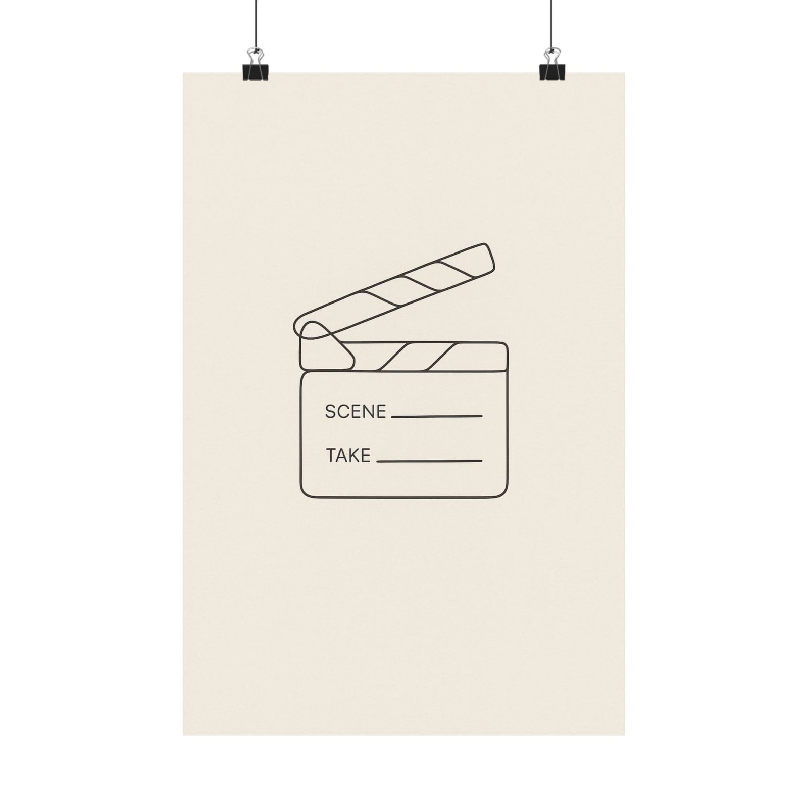 Clapperboard Line Art Print Poster, Minimalist Cinema Studio Wall Art
