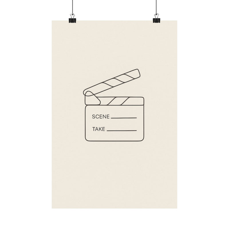 Clapperboard Line Art Print Poster, Minimalist Cinema Studio Wall Art