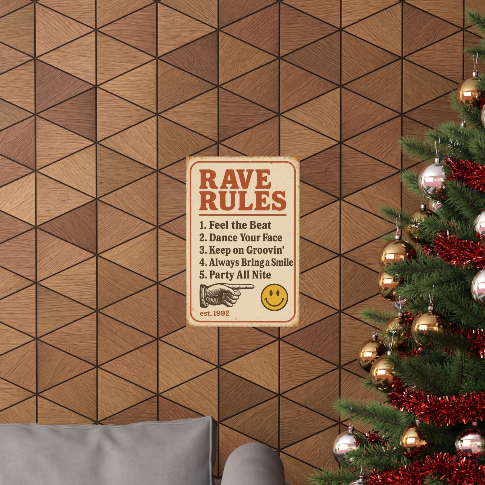 Dancefloor Rules Art Print Poster, Vintage Rave Notice Board