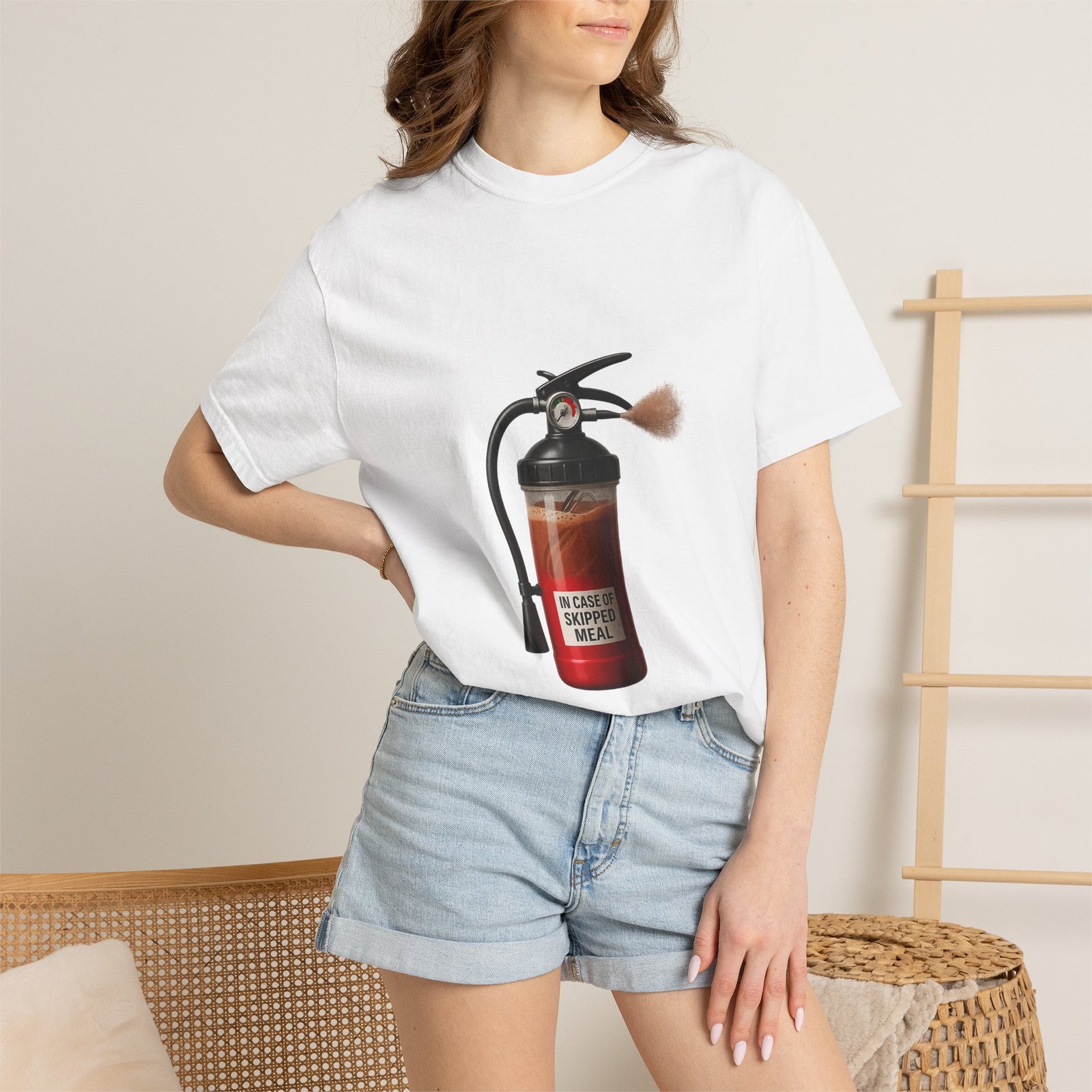 Protein Shaker Fire Extinguisher Graphic Tee, Emergency Gains