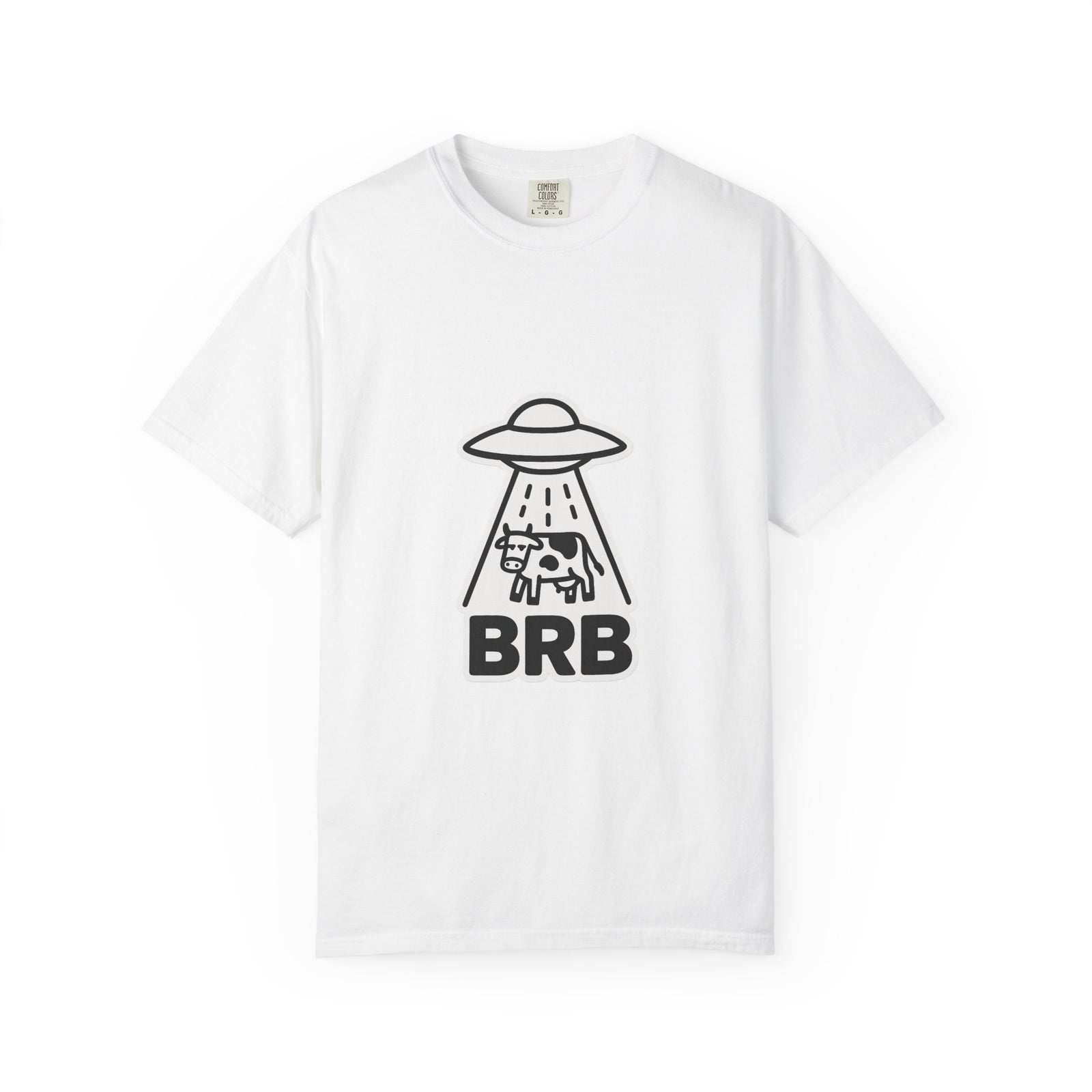 UFO Cow Abduction Graphic Tee, Deadpan BRB Meme