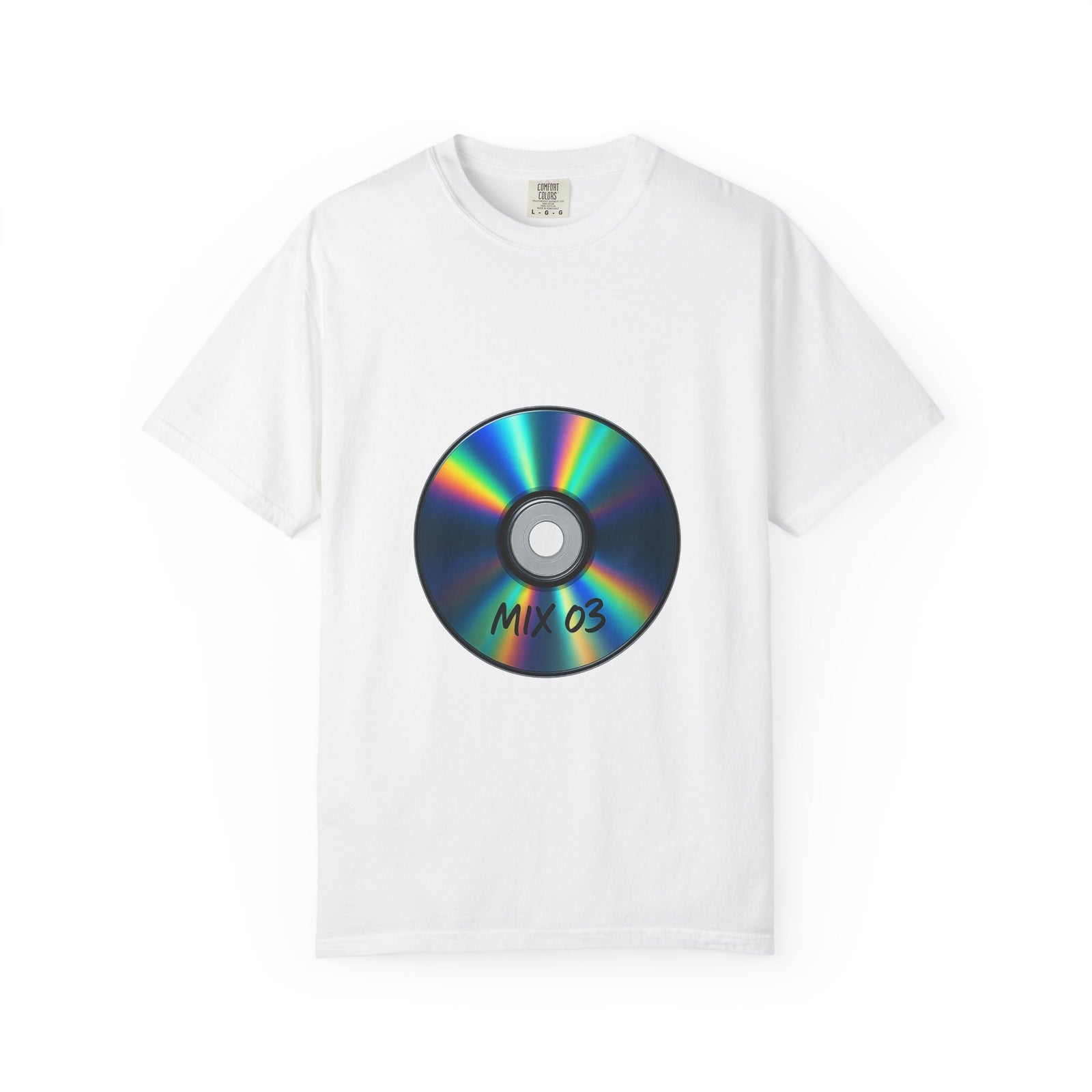 Burnt CD-R Rainbow Disc Graphic Tee, Oil-Slick Data Vibe