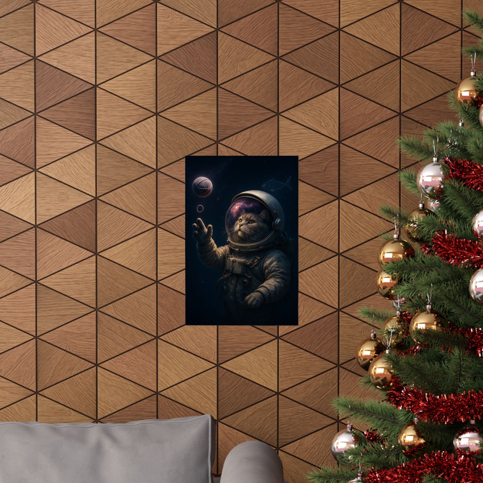 Astronaut Cat In Space Art Print Poster, Cosmic Nebula Hero Art
