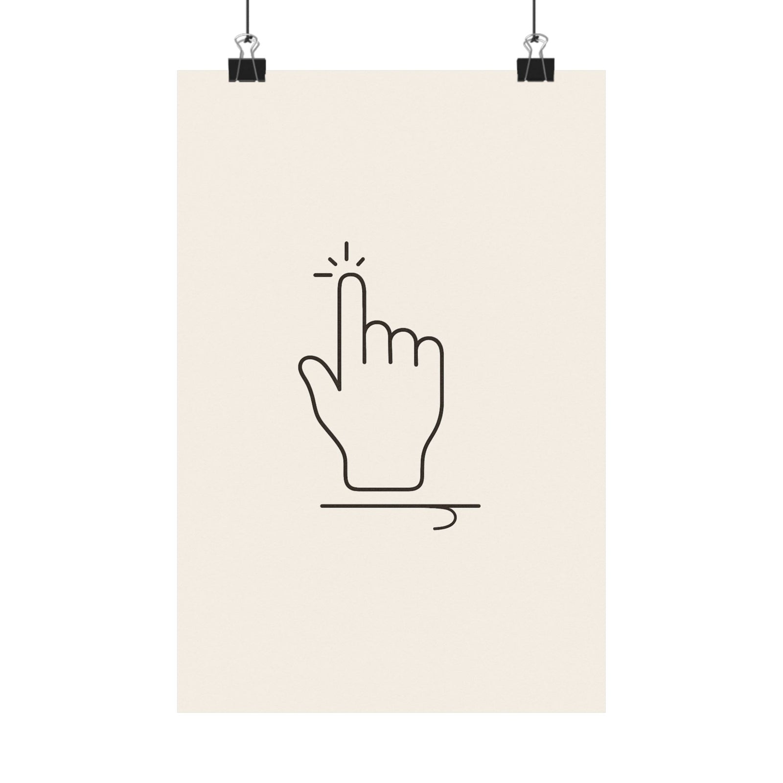 Pointer Hand Cursor One-Line Art Print Poster, Minimal Early Web