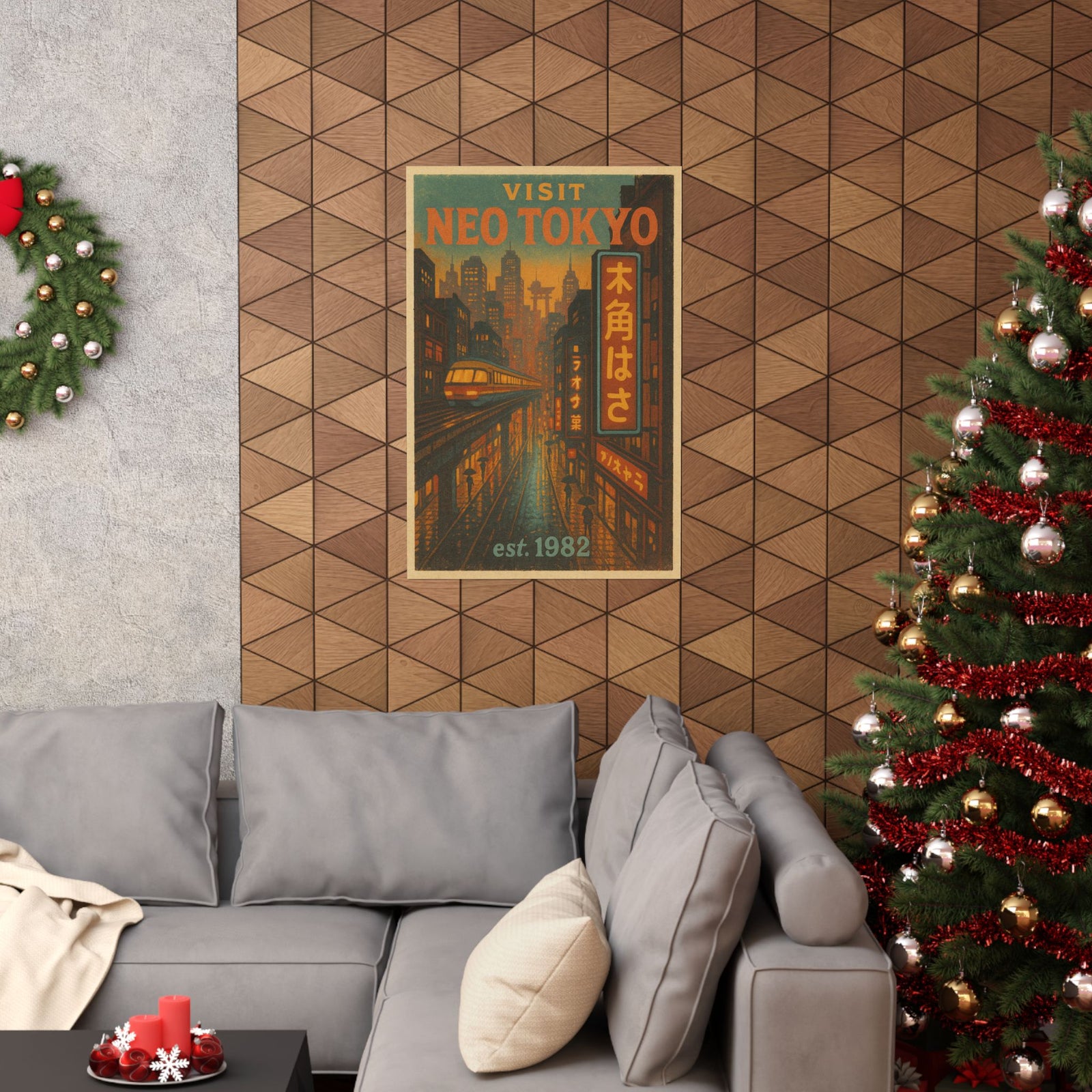 Neo Tokyo City Art Print Poster, Retro Anime Travel Advert