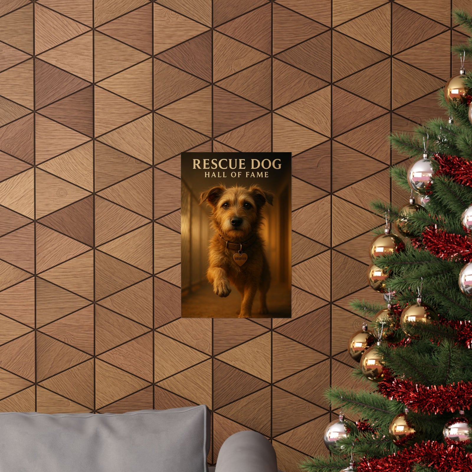 Rescue Dog Adopted Art Print Poster, Golden Hour Shelter Tribute