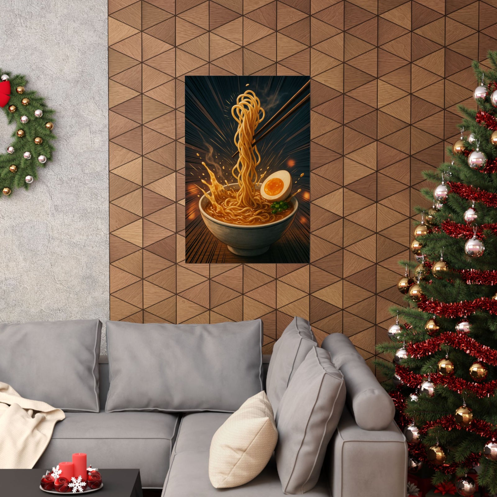 Ramen Speed Lines Art Print Poster, Cinematic Shonen Noodle Bowl