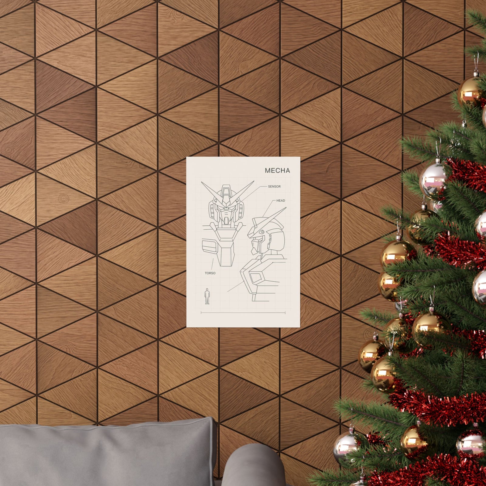 Mecha Robot Blueprint Art Print Poster, Anime Mech Schematic