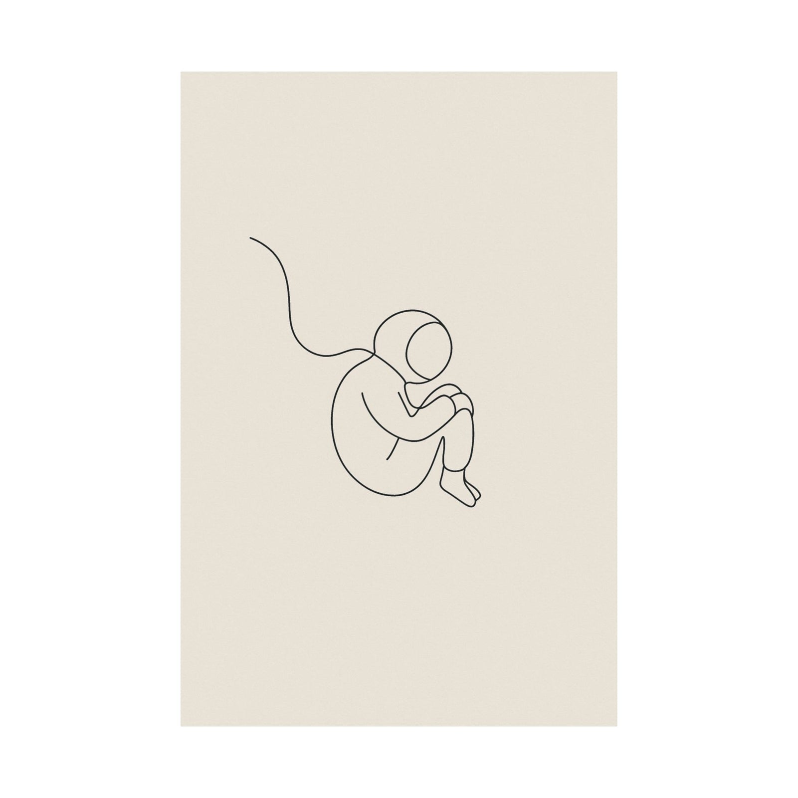 Single Line Astronaut Art Print Poster, Minimalist Floating Figure