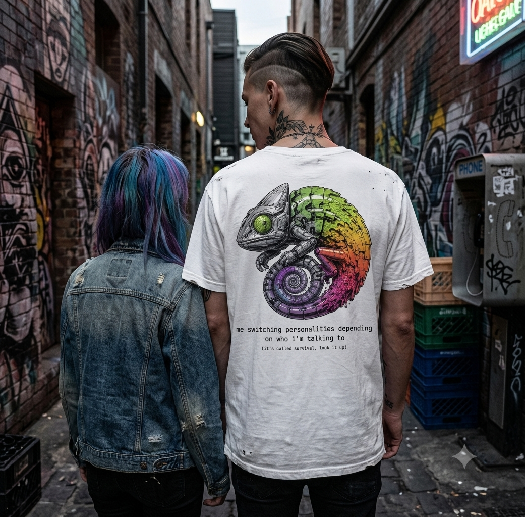 Switching Personalities - Meccha Chameleon - Streetwear Graphic T