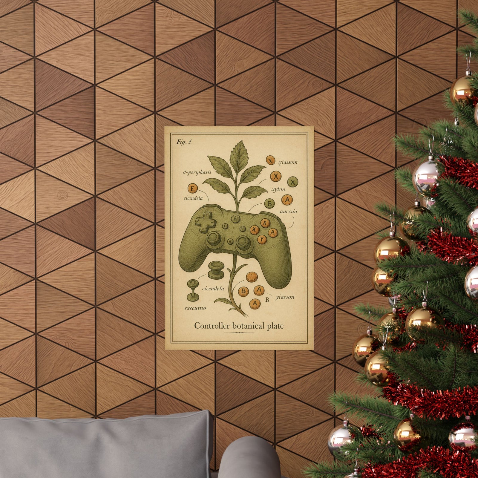 Controller Botanical Specimen Art Print Poster, Vintage Plate Style