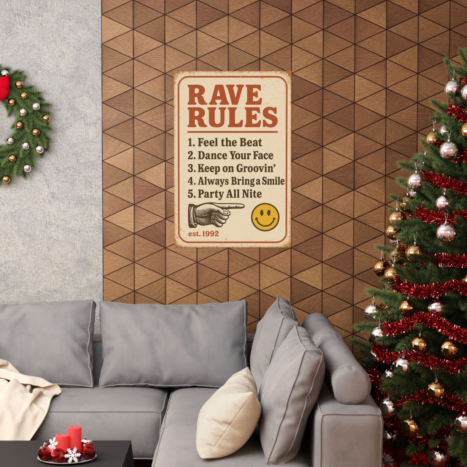 Dancefloor Rules Art Print Poster, Vintage Rave Notice Board
