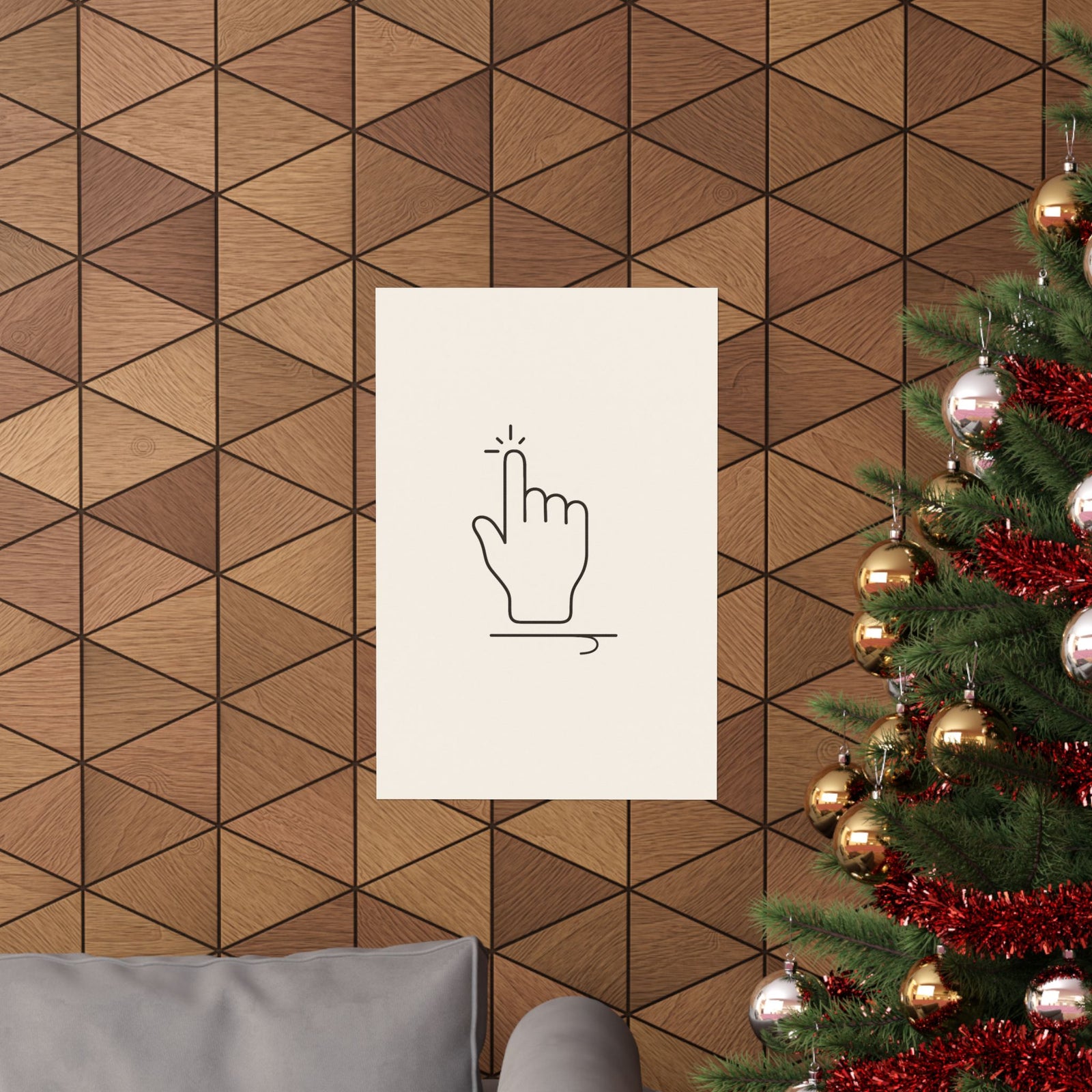 Pointer Hand Cursor One-Line Art Print Poster, Minimal Early Web