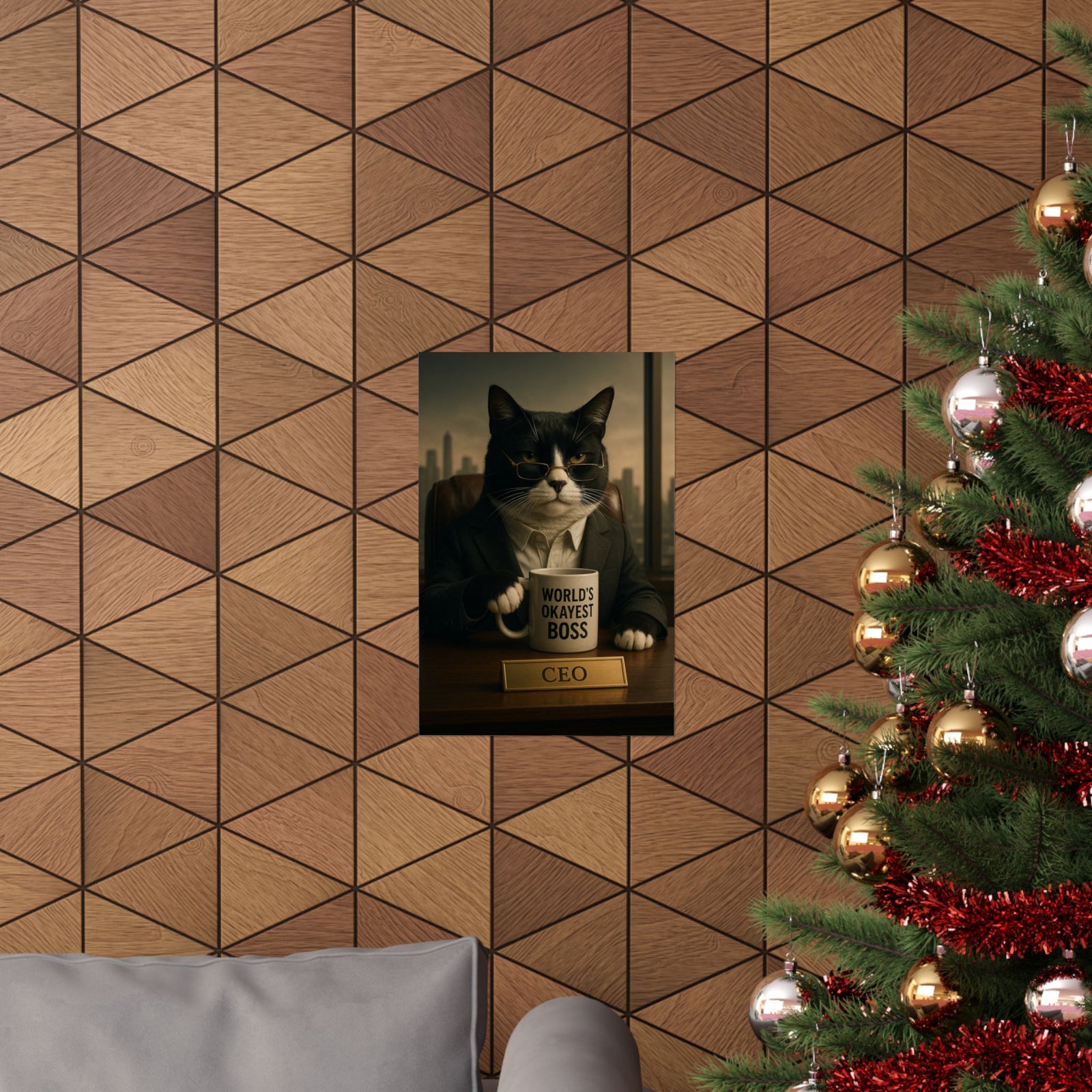 Tuxedo Cat CEO Art Print Poster, Corner Office Boss Energy