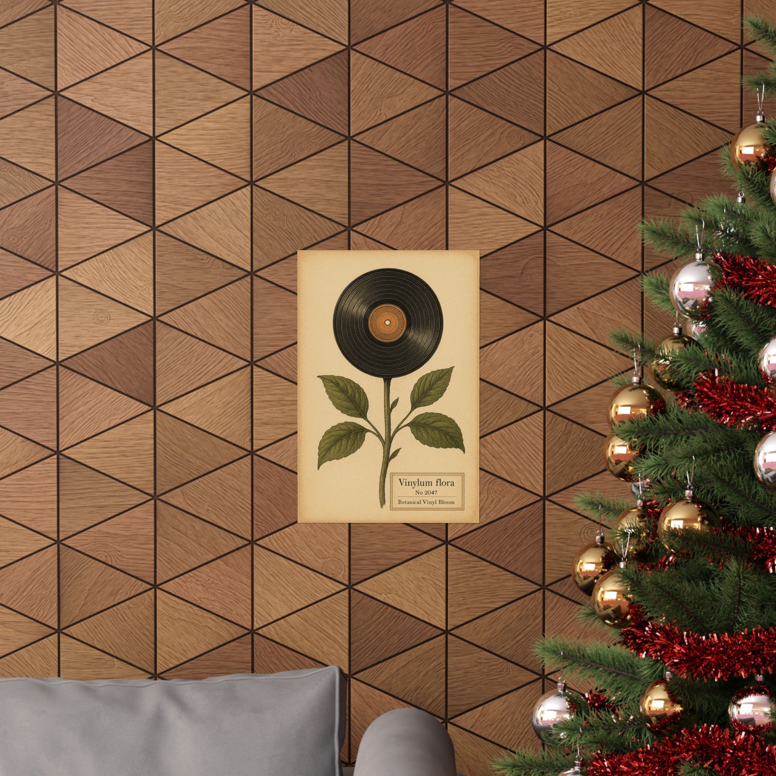 Vinyl Bloom Botanical Art Print Poster, Record Grooves As Petals