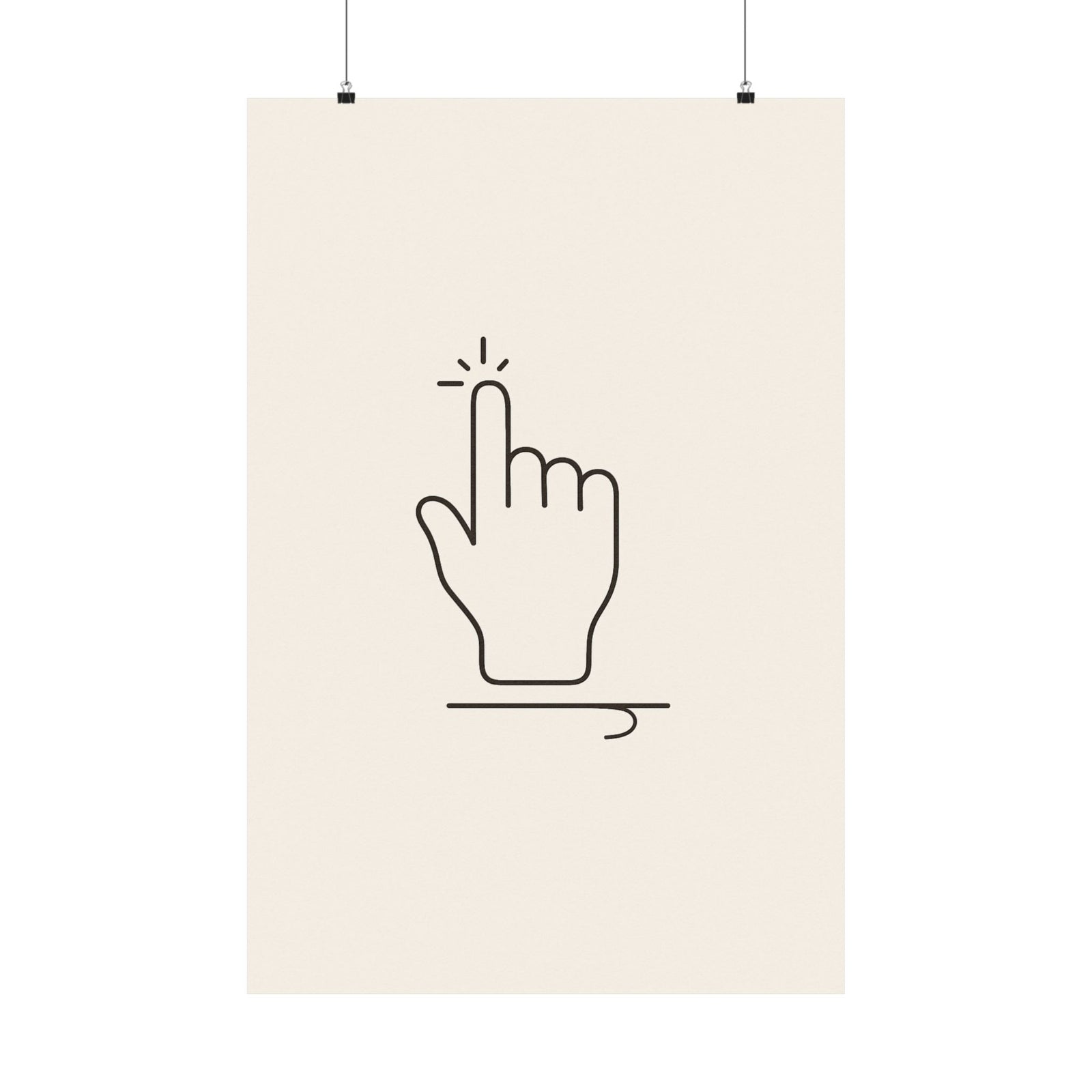 Pointer Hand Cursor One-Line Art Print Poster, Minimal Early Web