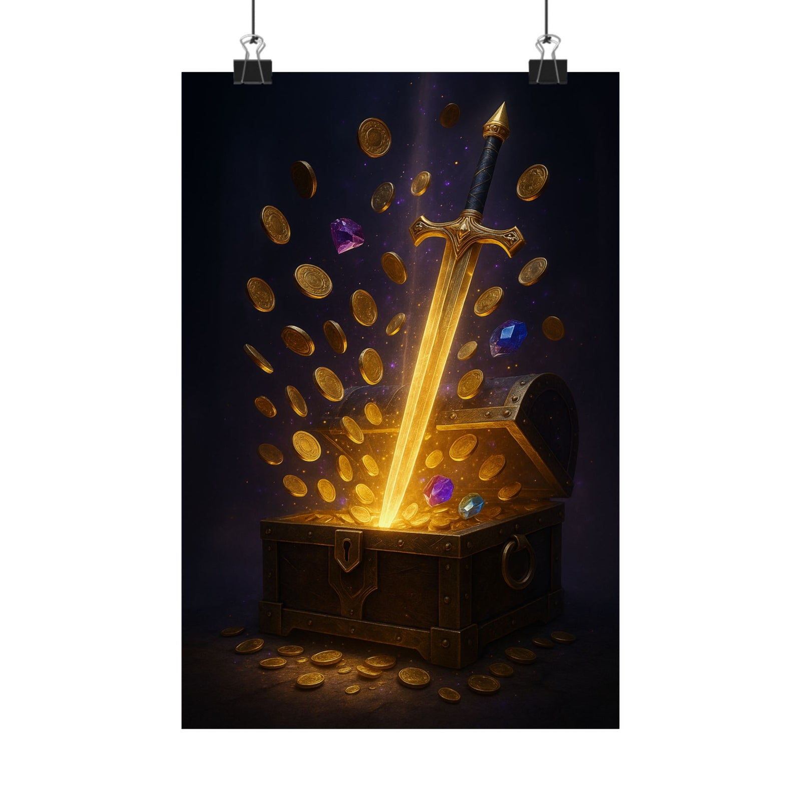Legendary Loot Drop Art Print Poster, Epic Chest Reveal