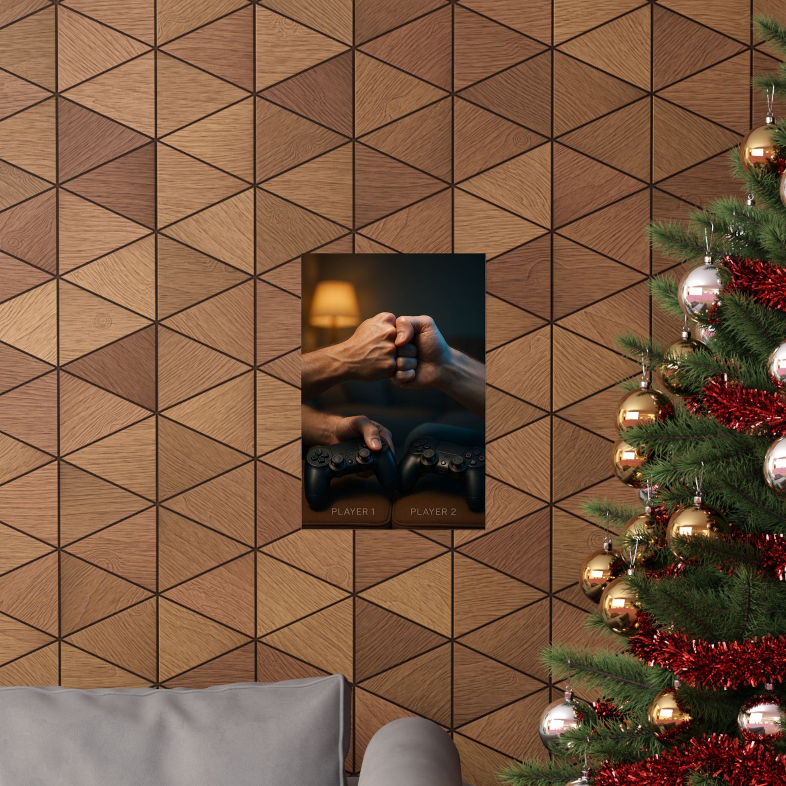 Co-op Fist Bump Art Print Poster, Player 1 and Player 2