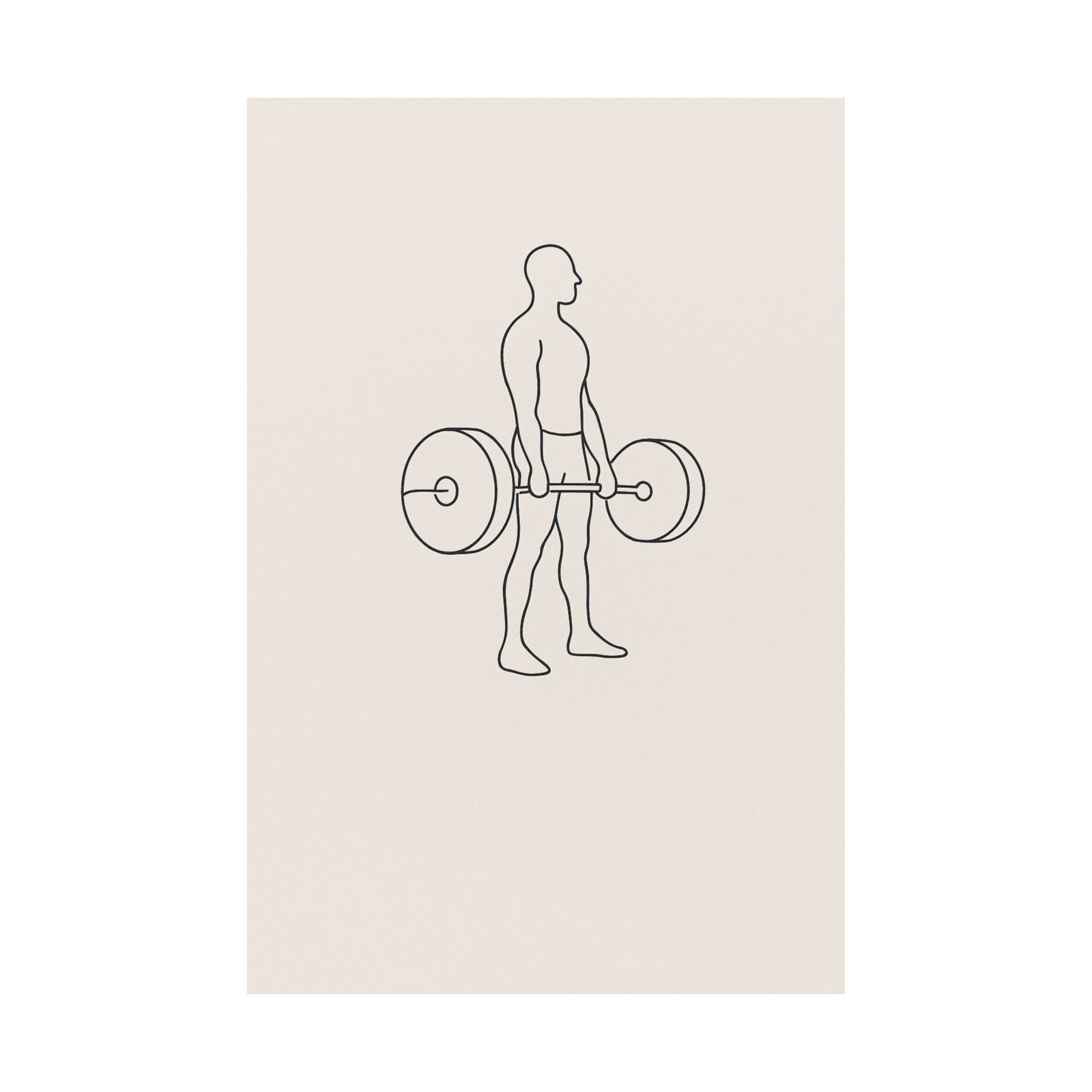 One Line Deadlift Lockout Art Print Poster, Minimalist Gallery Style