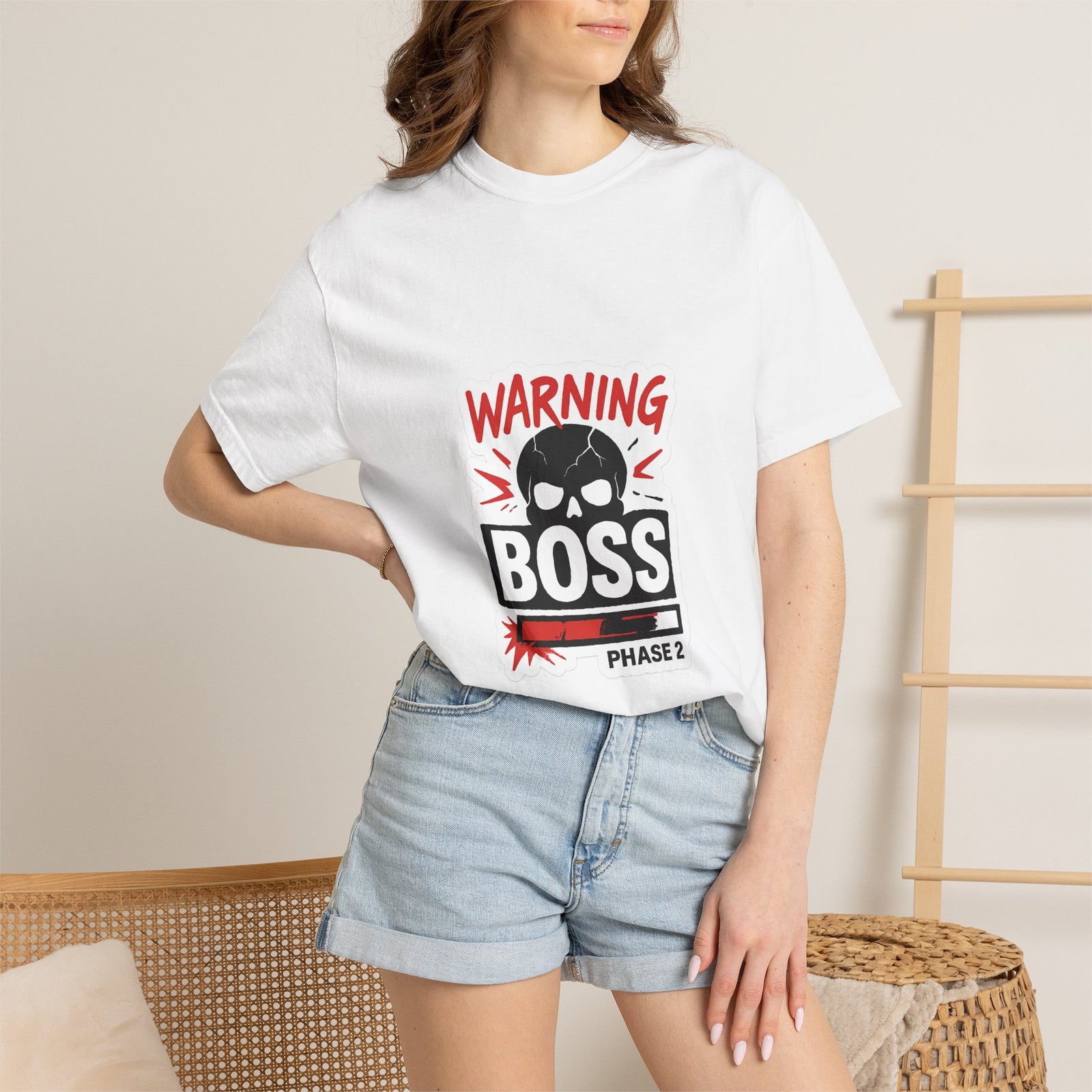 Boss Fight Graphic Tee, Warning Health Bar Banner