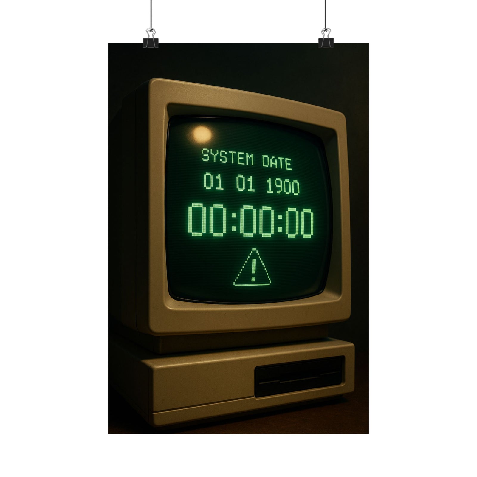 Y2K Bug Terminal Art Print Poster, Millennium Countdown Screen