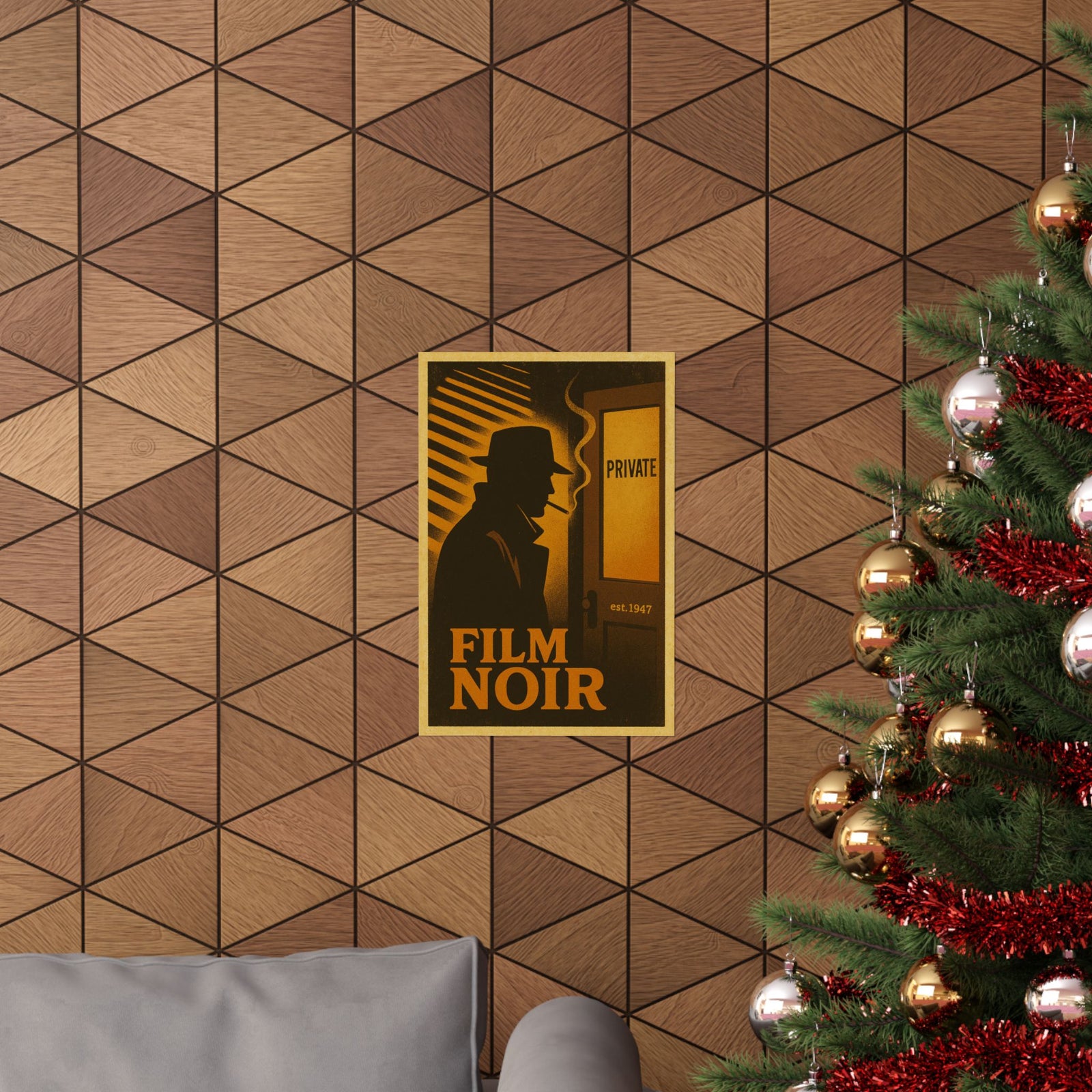 Film Noir Detective Office Art Print Poster, Venetian Blind Shadows