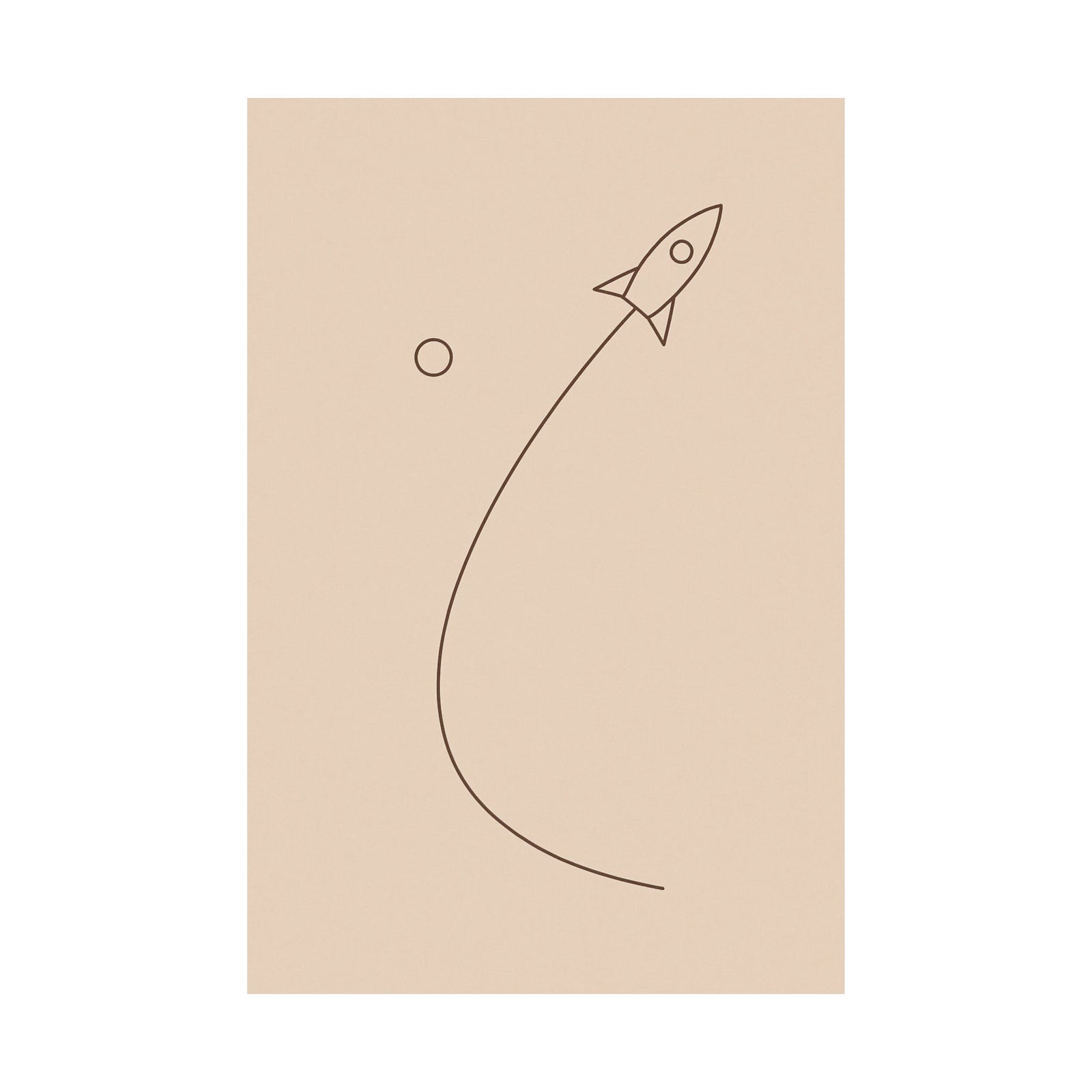 Minimalist Rocket Launch Art Print Poster, Single Line Ascent