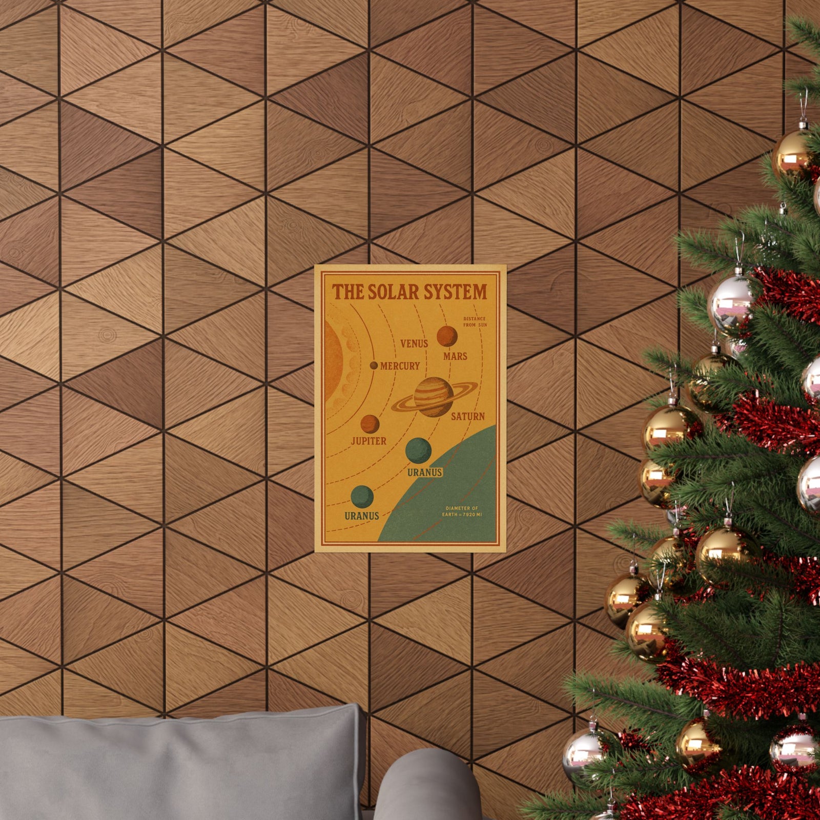 Vintage Solar System Chart Art Print Poster, Retro Astronomy Classroom