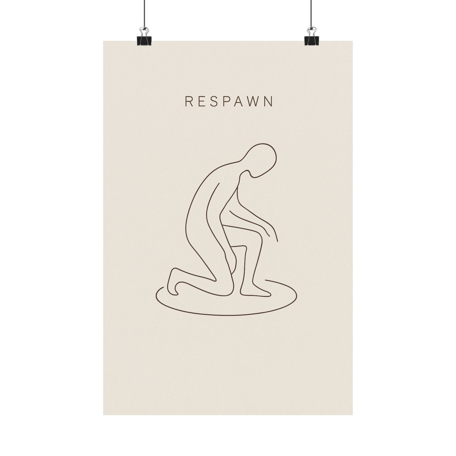 Respawn Line Art Print Poster, Minimalist Gamer Wall Art