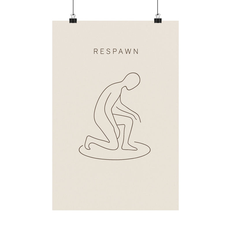 Respawn Line Art Print Poster, Minimalist Gamer Wall Art