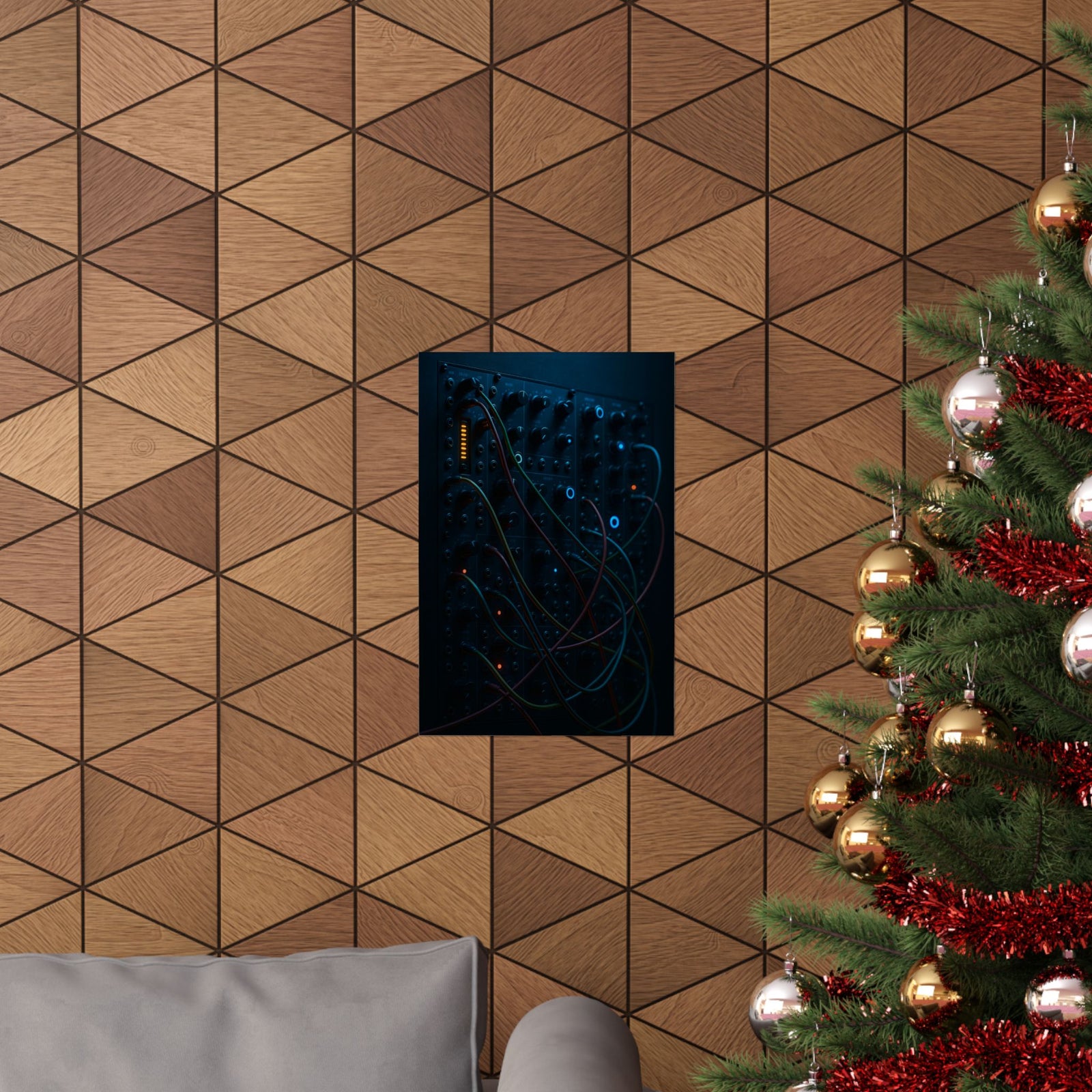 Modular Synth Wall Art Print Poster, Patched And Glowing In The Dark